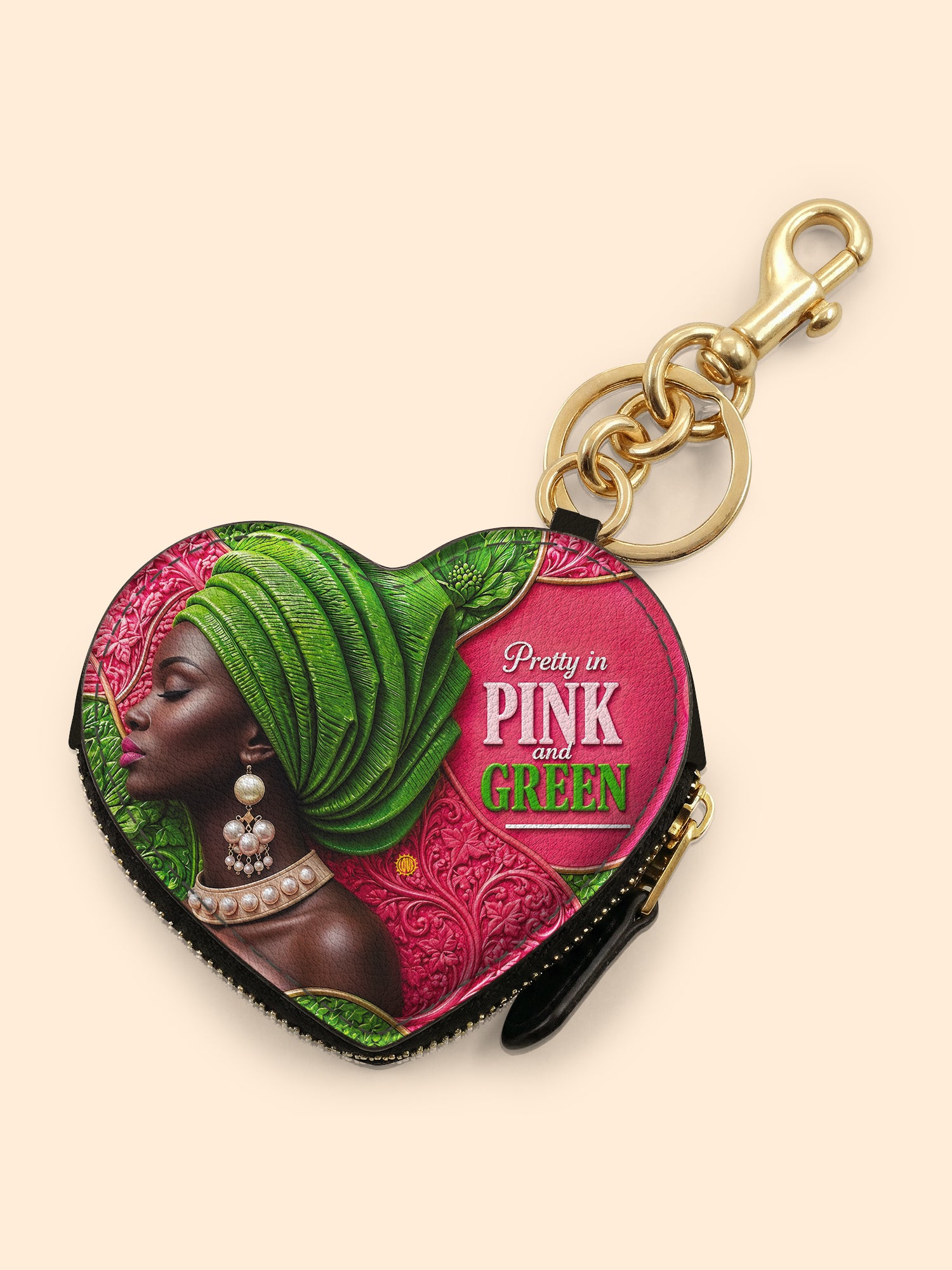 Divine Green Heart Coin Pouch Bag Charm QR0TD705
