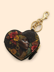 Floral Grace Heart Coin Pouch Bag Charm QR0XD184