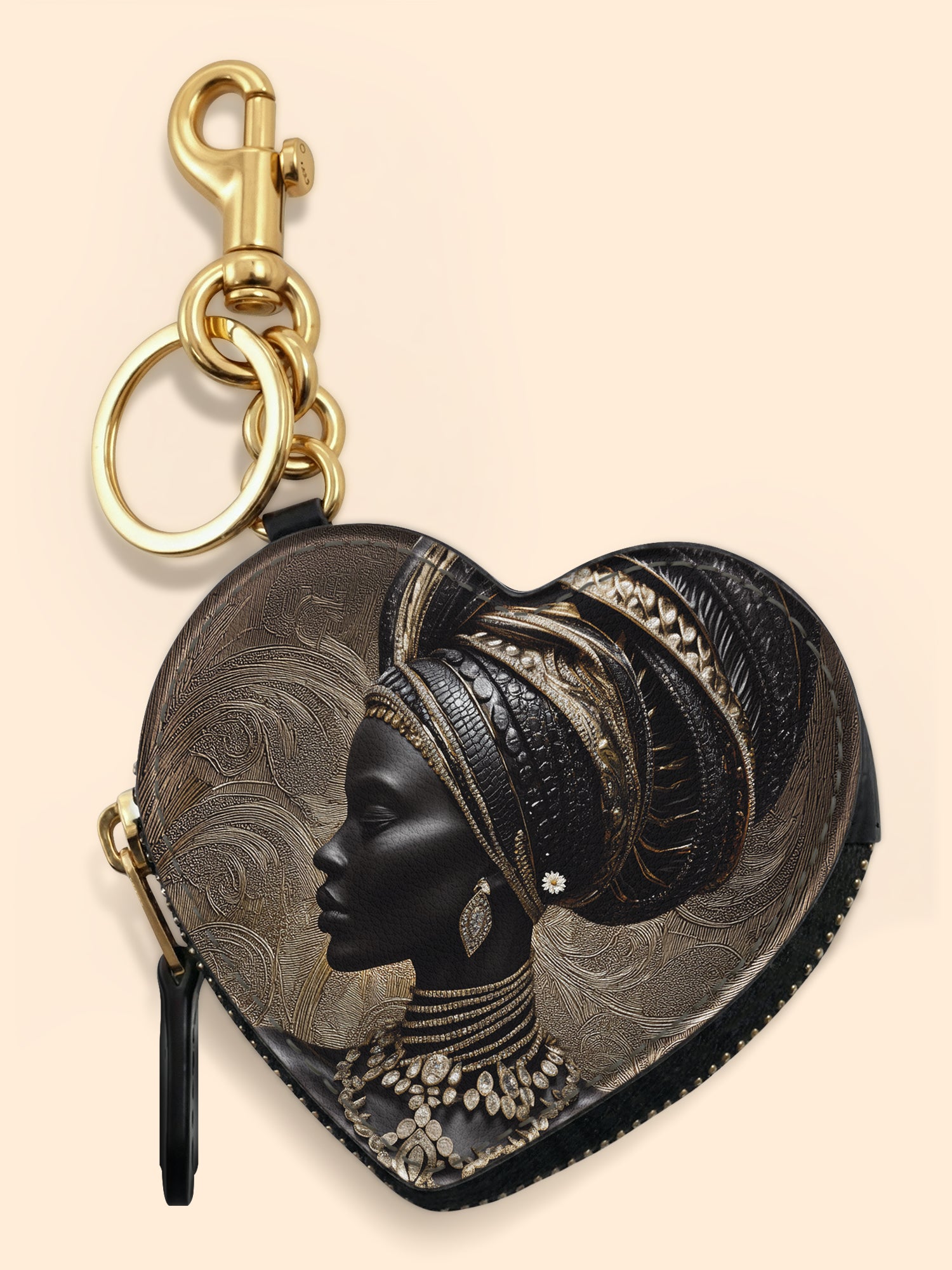 Althea Gold Heart Coin Pouch Bag Charm QR0XD567