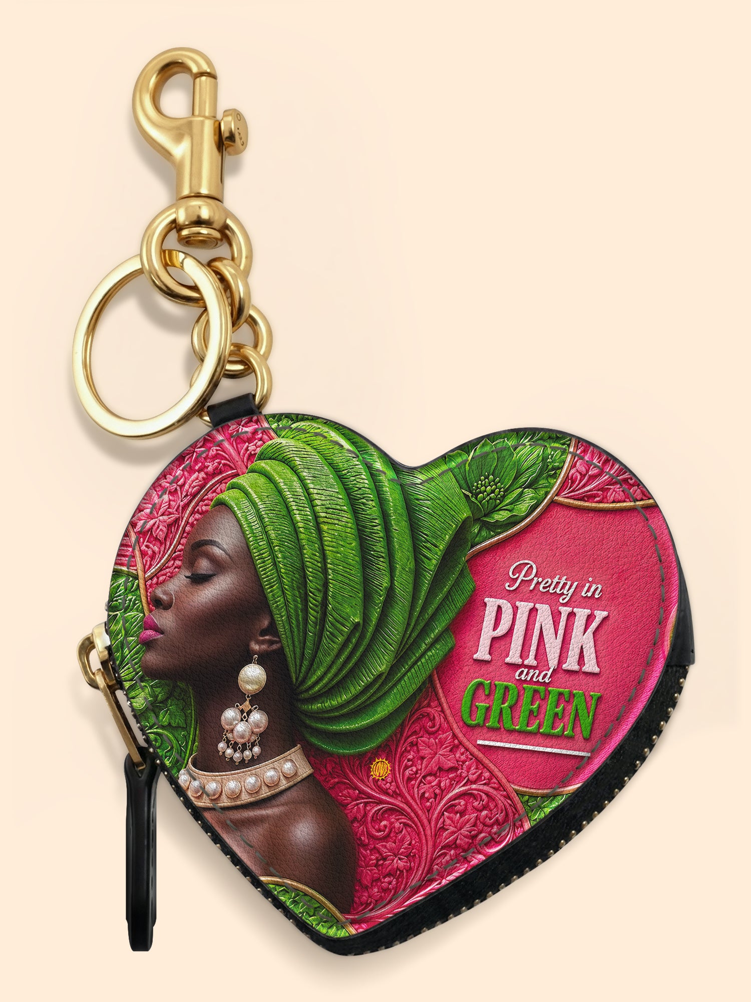 Divine Green Heart Coin Pouch Bag Charm QR0TD705