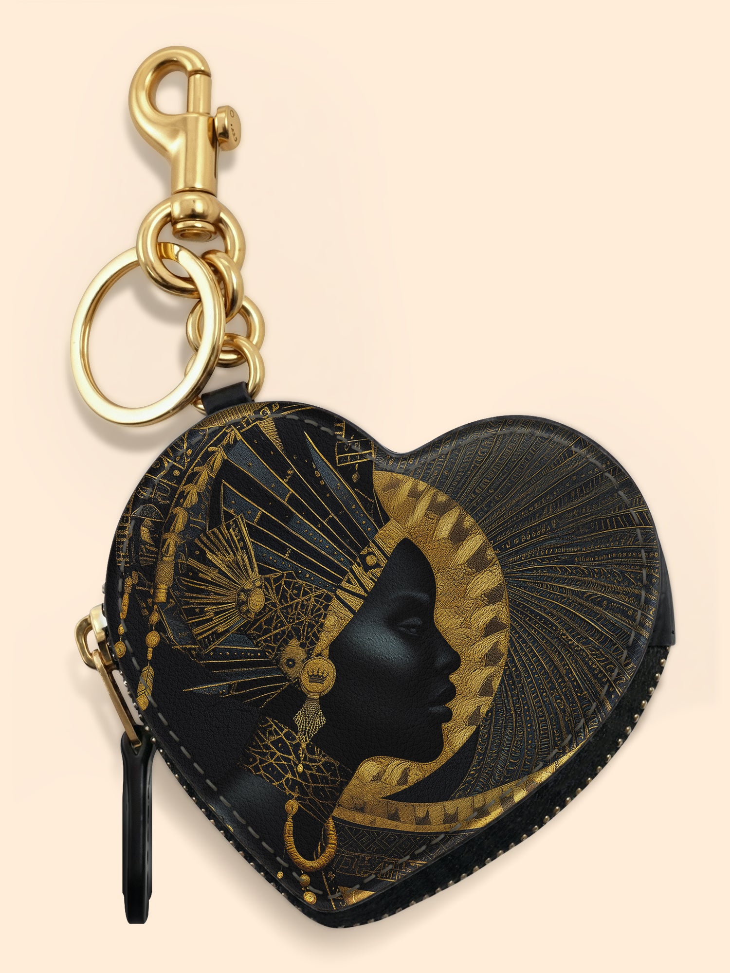 Ebon Halo Heart Coin Pouch Bag Charm QR0XD079