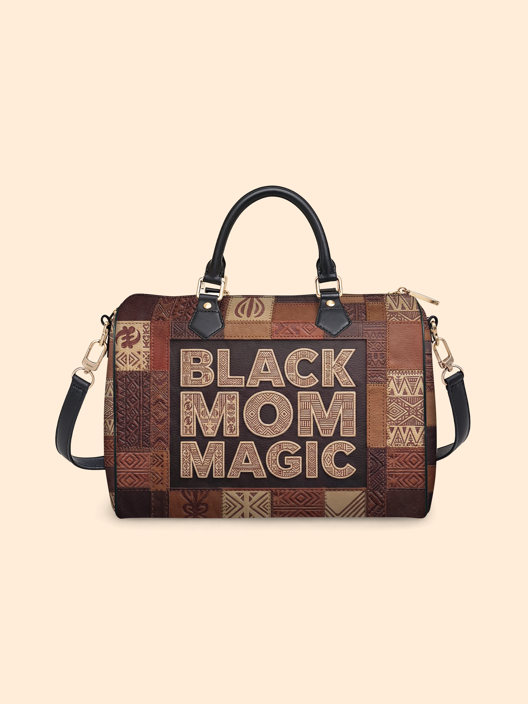 Black Mom Magic Leather Boston Bag QR0TD657