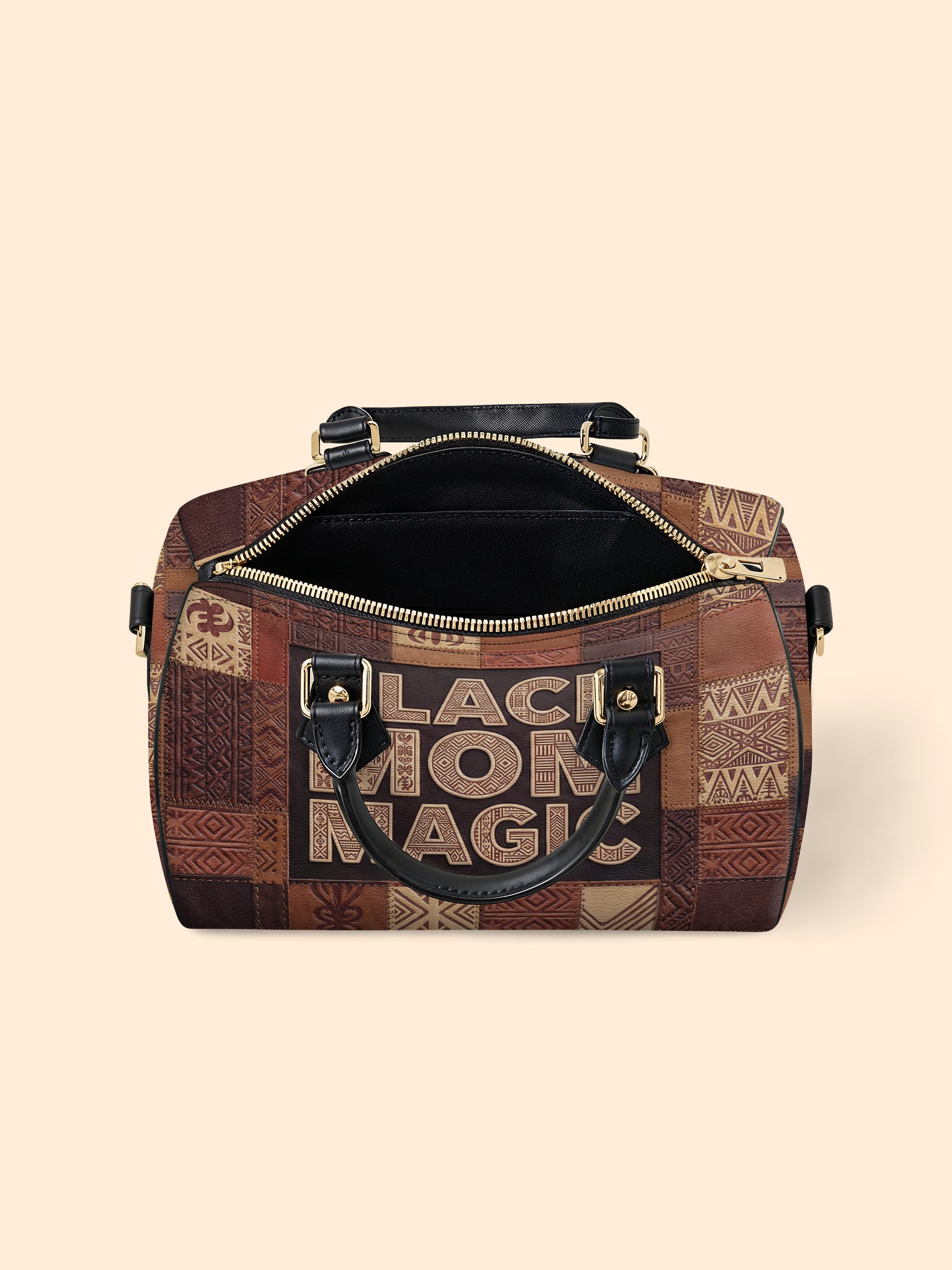 Black Mom Magic Leather Boston Bag QR0TD657