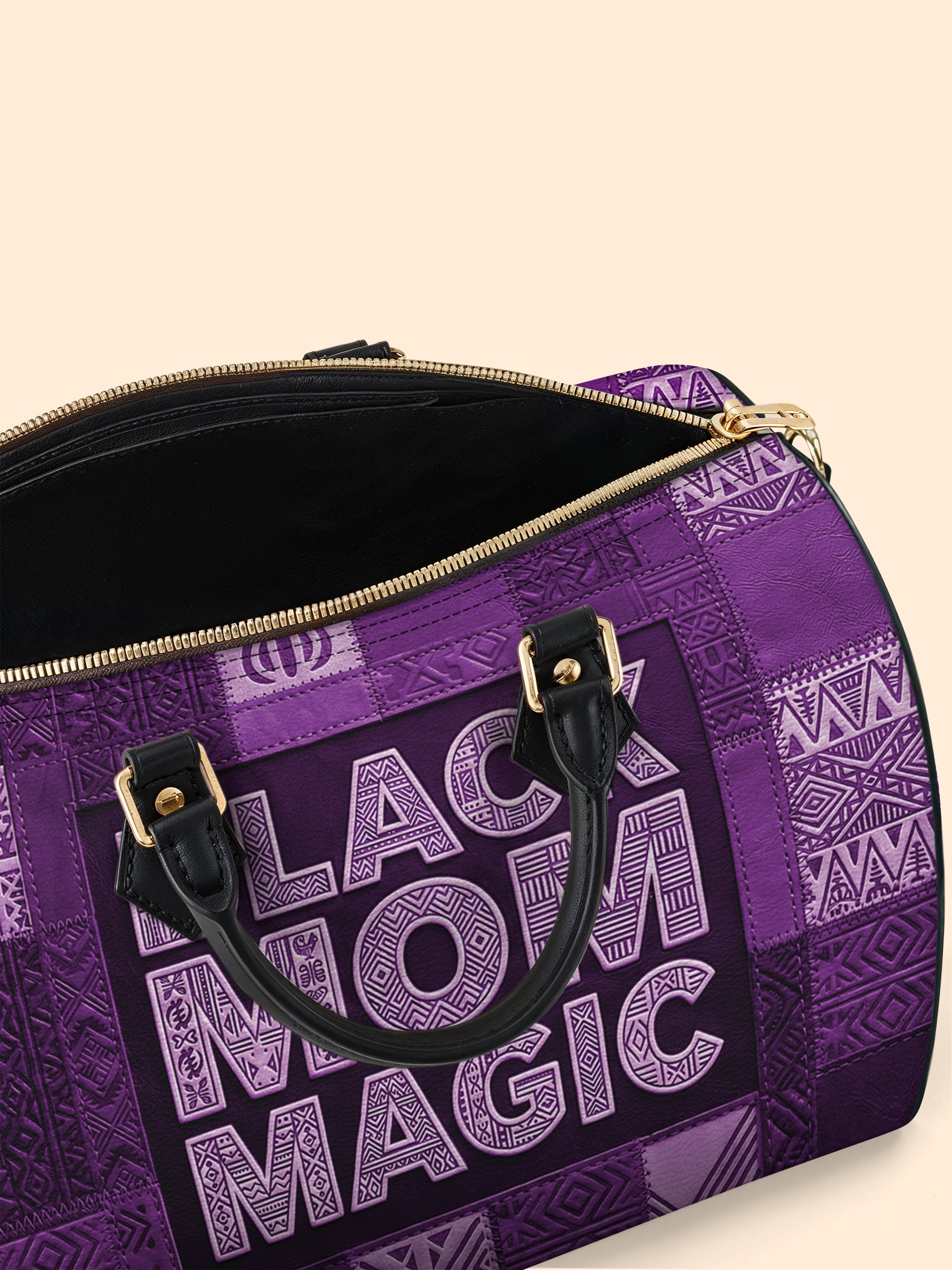 Black Mom Magic Amethyst Leather Boston Bag QR0TD661
