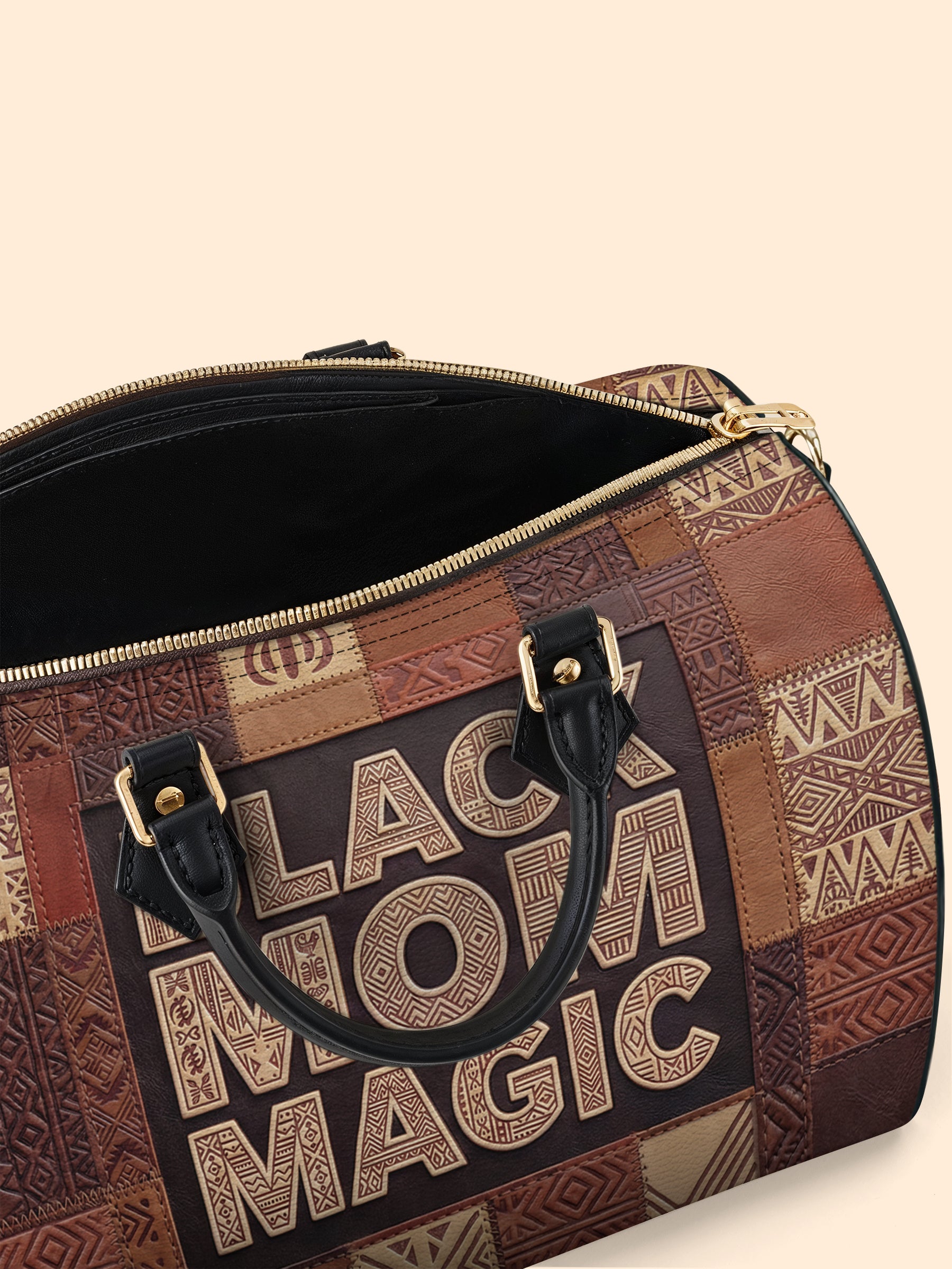 Black Mom Magic Leather Boston Bag QR0TD657