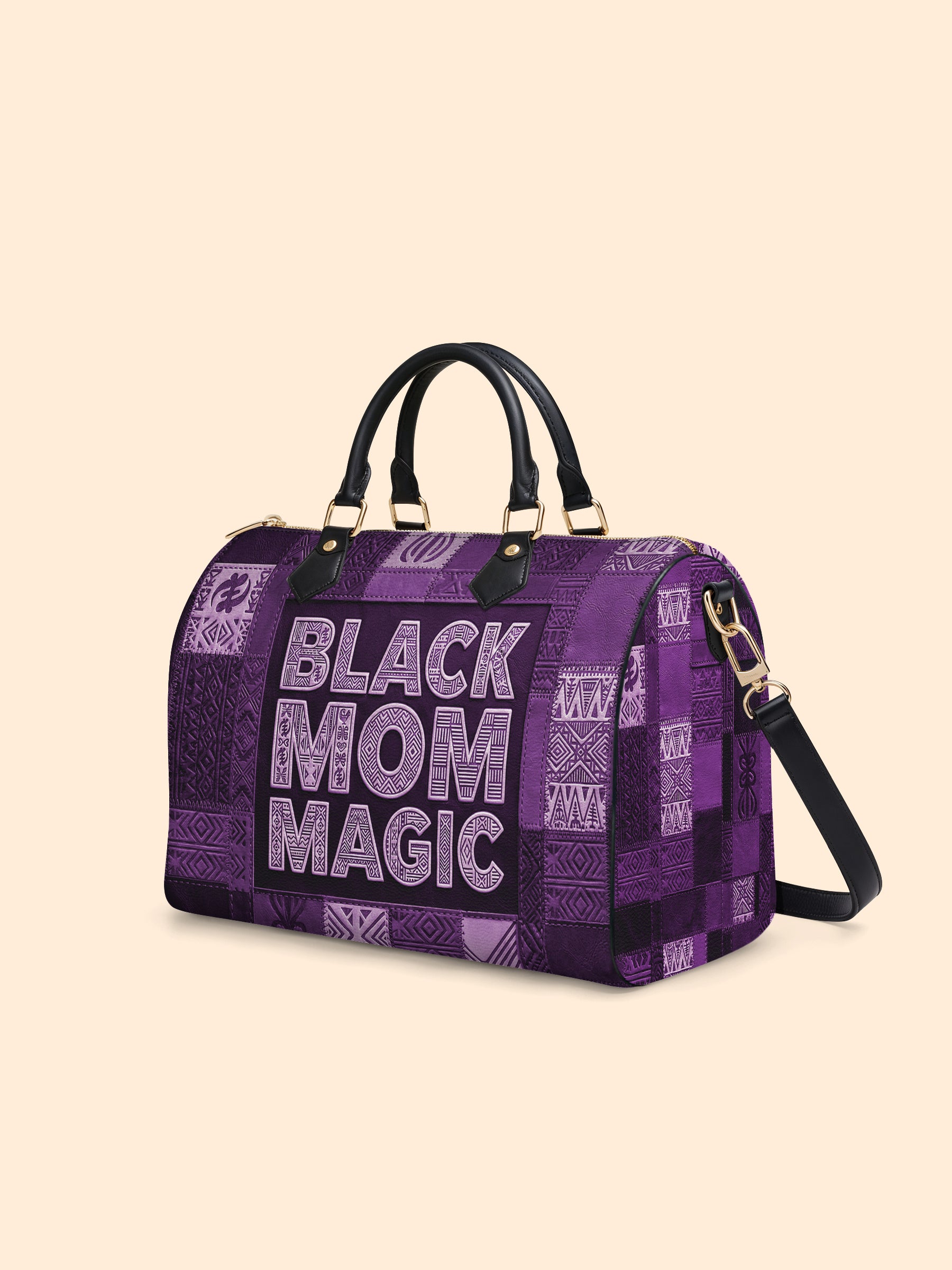 Black Mom Magic Amethyst Leather Boston Bag QR0TD661