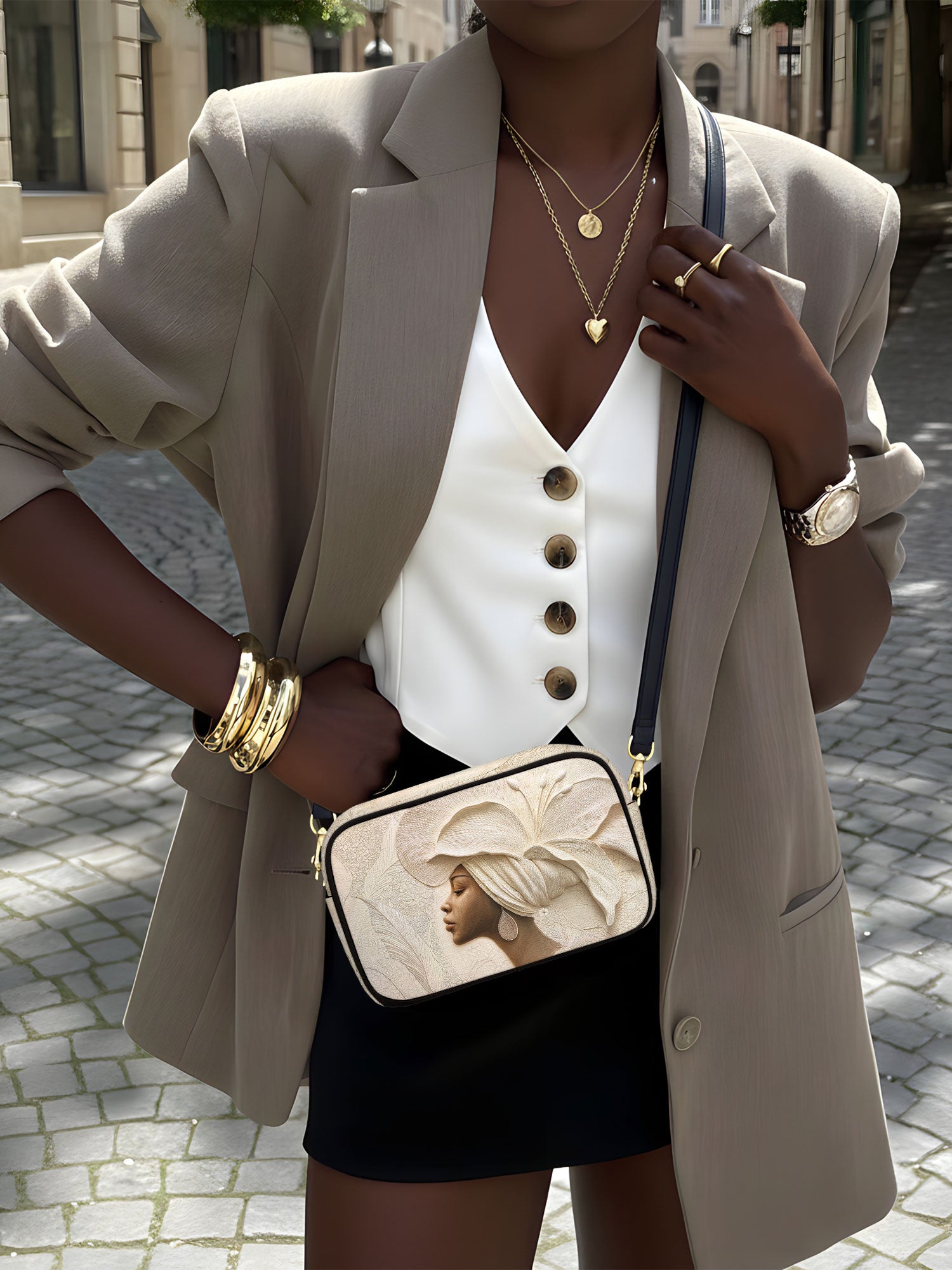 Ivory Blossom Boxy Crossbody Bag QR0TV067