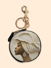 Ivory Blossom Circular Coin Pouch Bag Charm QR0TV067