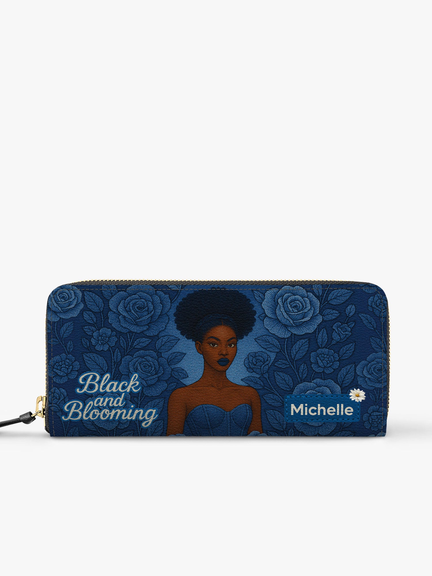 Black And Blooming Slimline Zippy Wallet