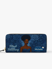 Black And Blooming Slimline Zippy Wallet