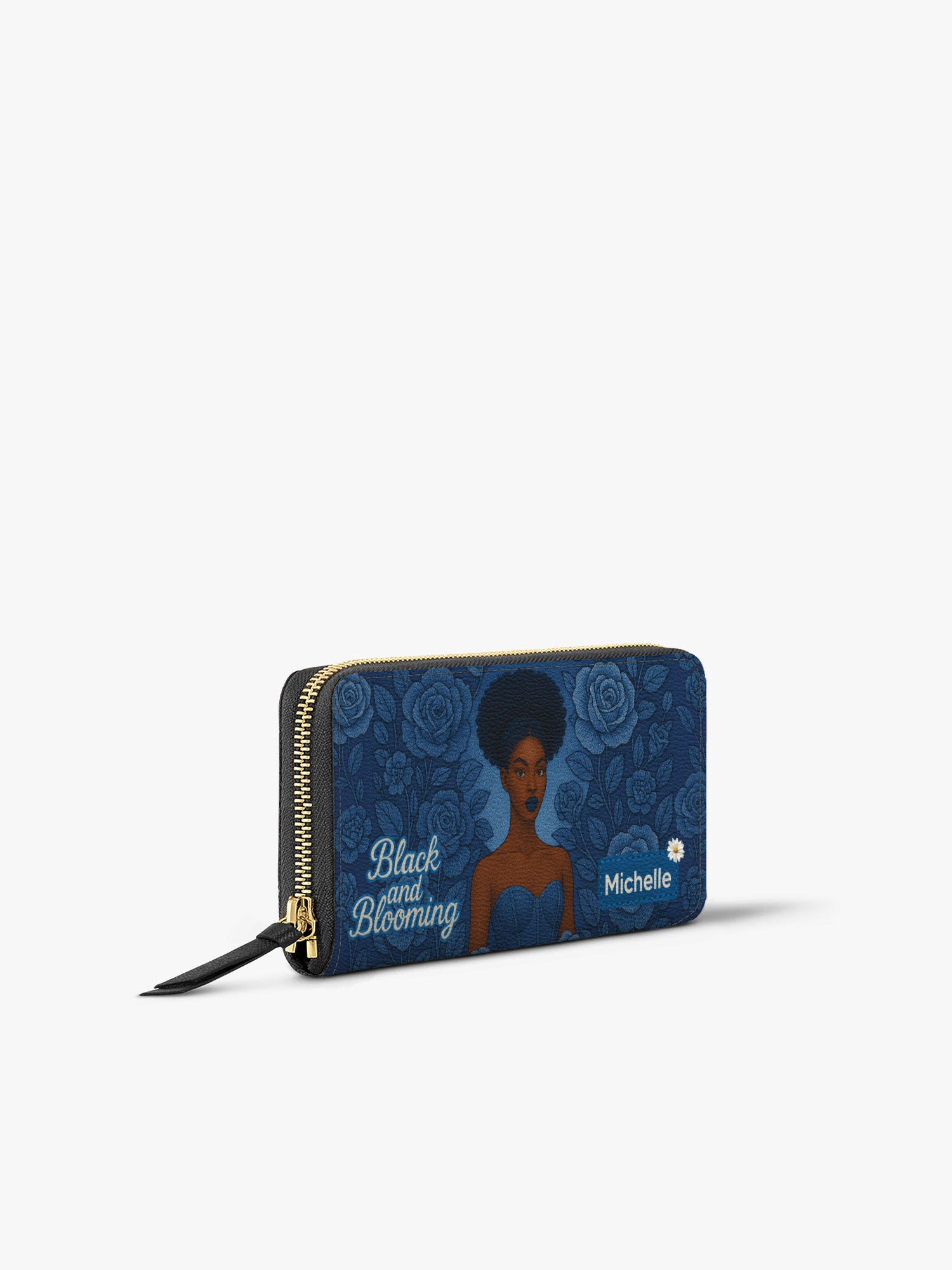 Black And Blooming Slimline Zippy Wallet