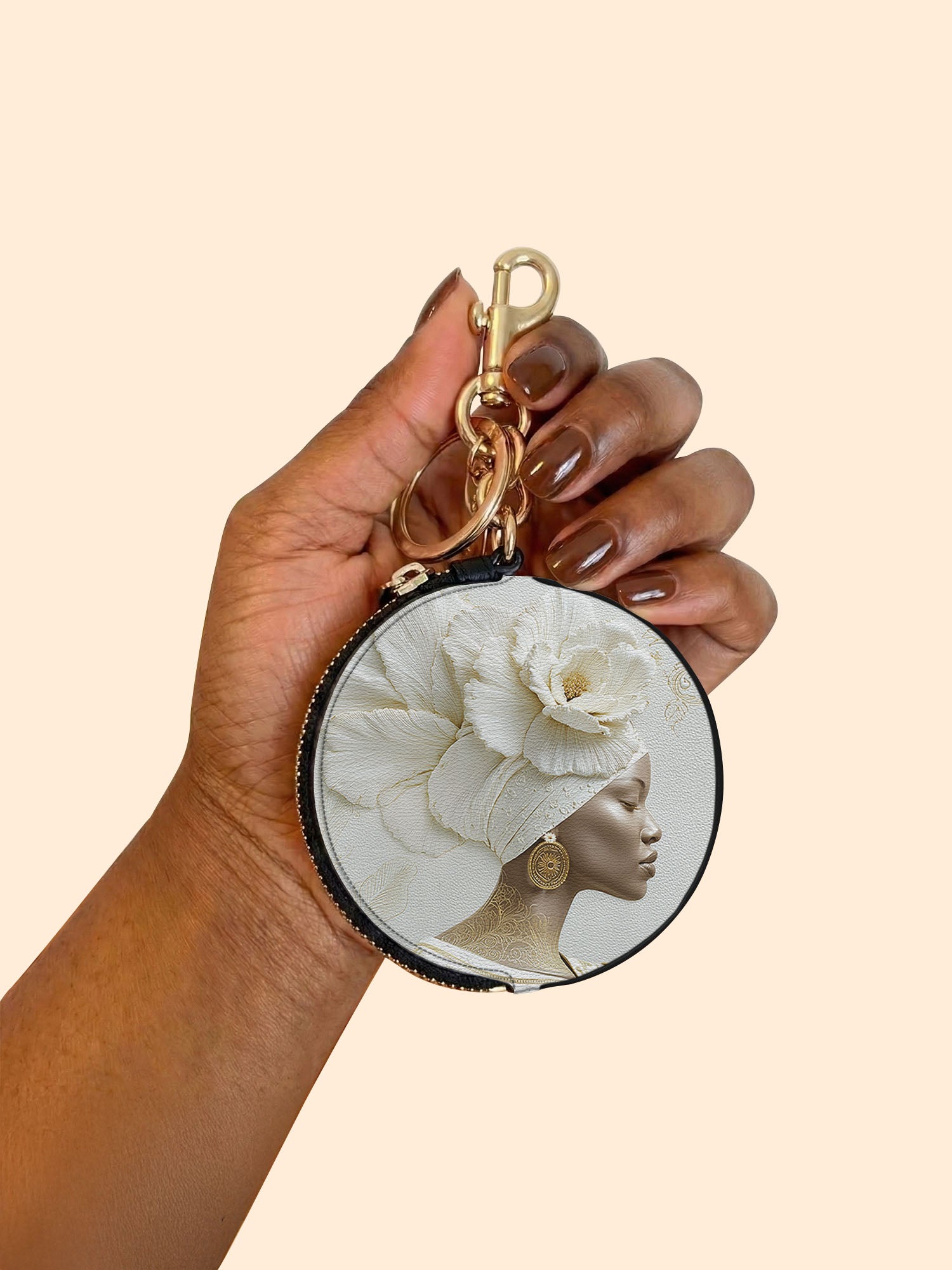 Luminous Bloom Circular Coin Pouch Bag Charm QR0TV121