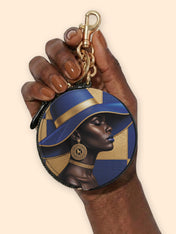 Sapphire Grace Circular Coin Pouch Bag Charm QR0HH217