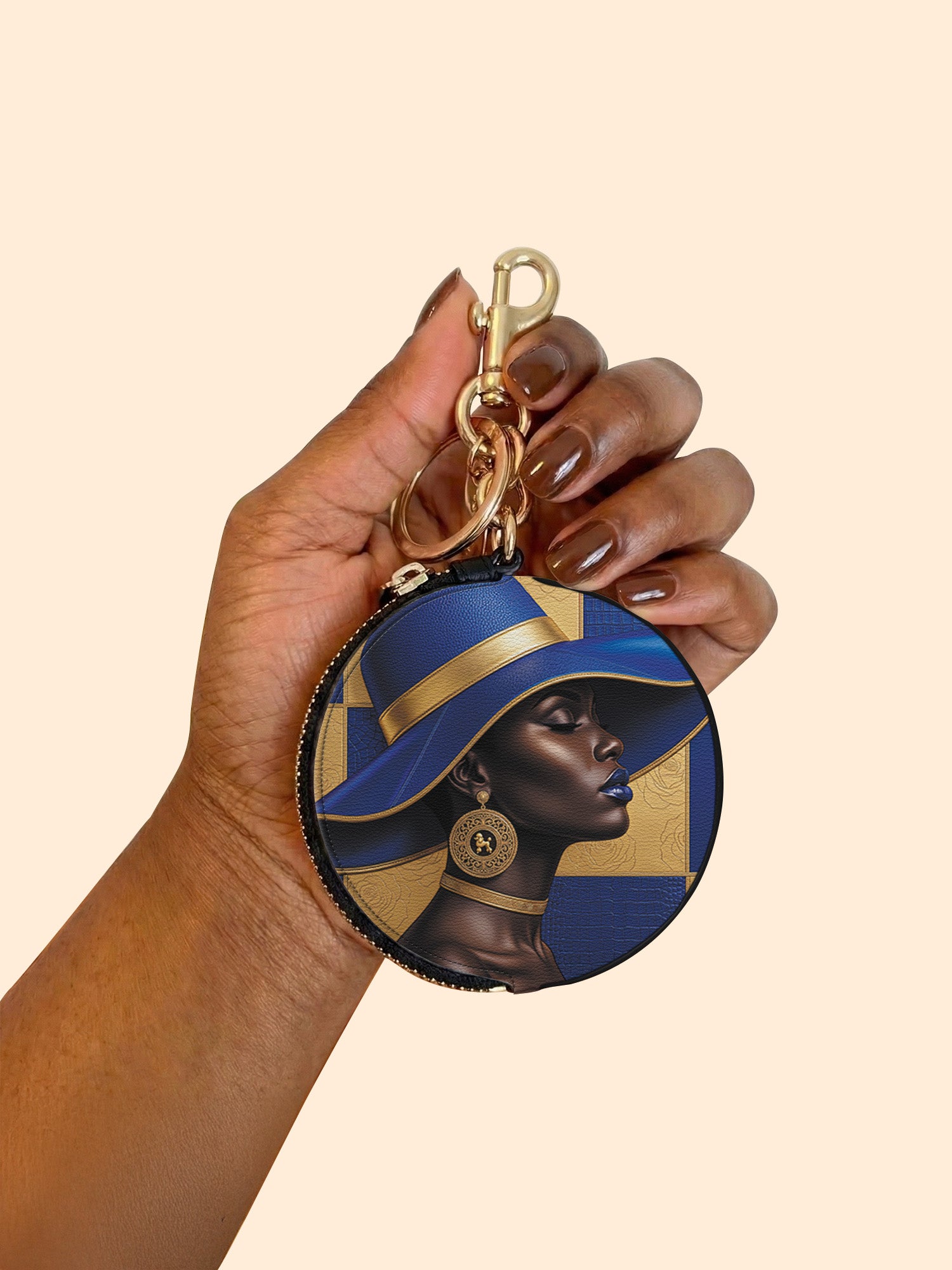 Sapphire Grace Circular Coin Pouch Bag Charm QR0HH217