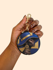 Sapphire Grace Circular Coin Pouch Bag Charm QR0HH217