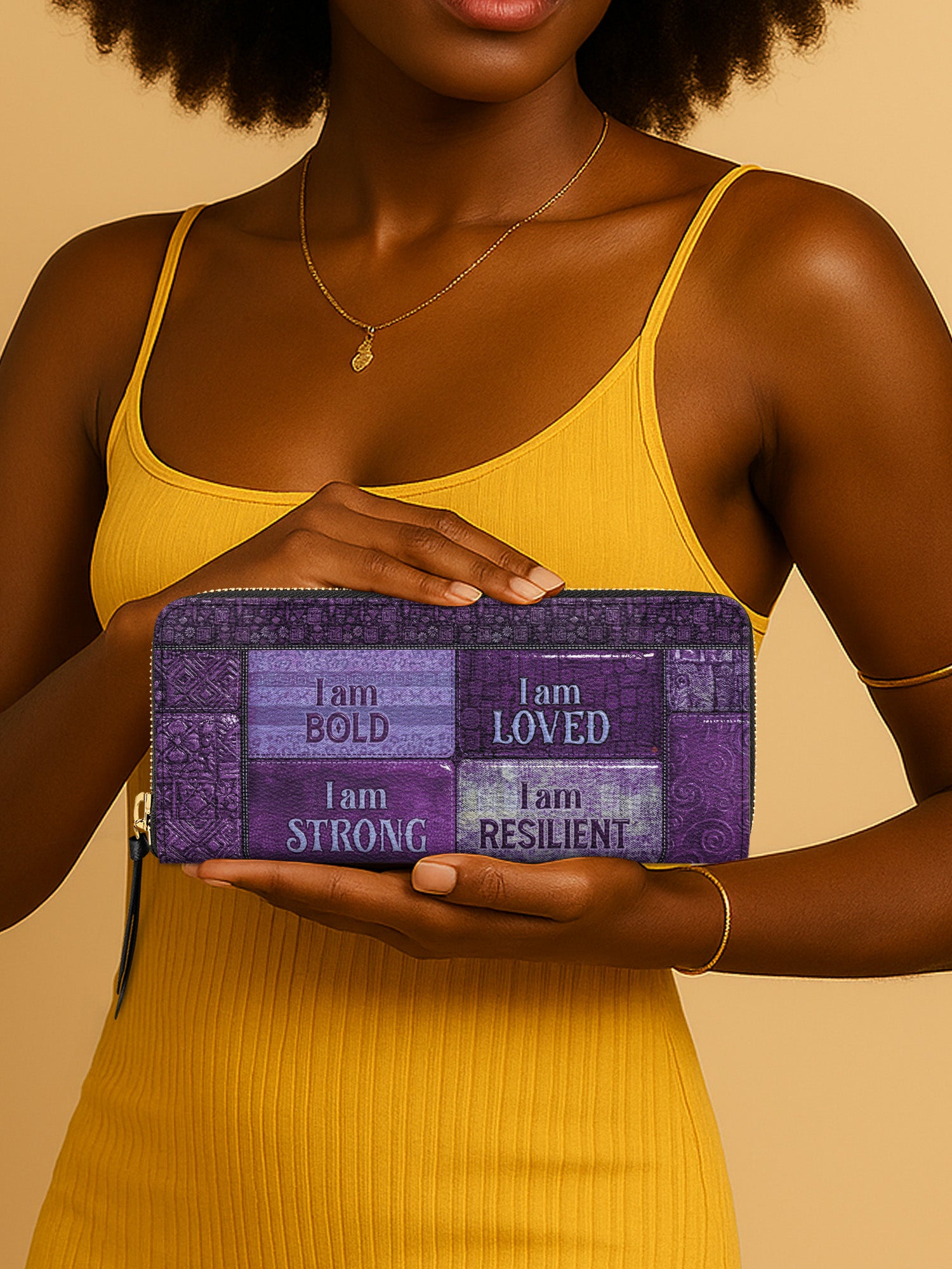 Purple Affirmations Slimline Zippy Wallet QR0XD1048