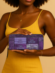 Purple Affirmations Slimline Zippy Wallet QR0XD1048