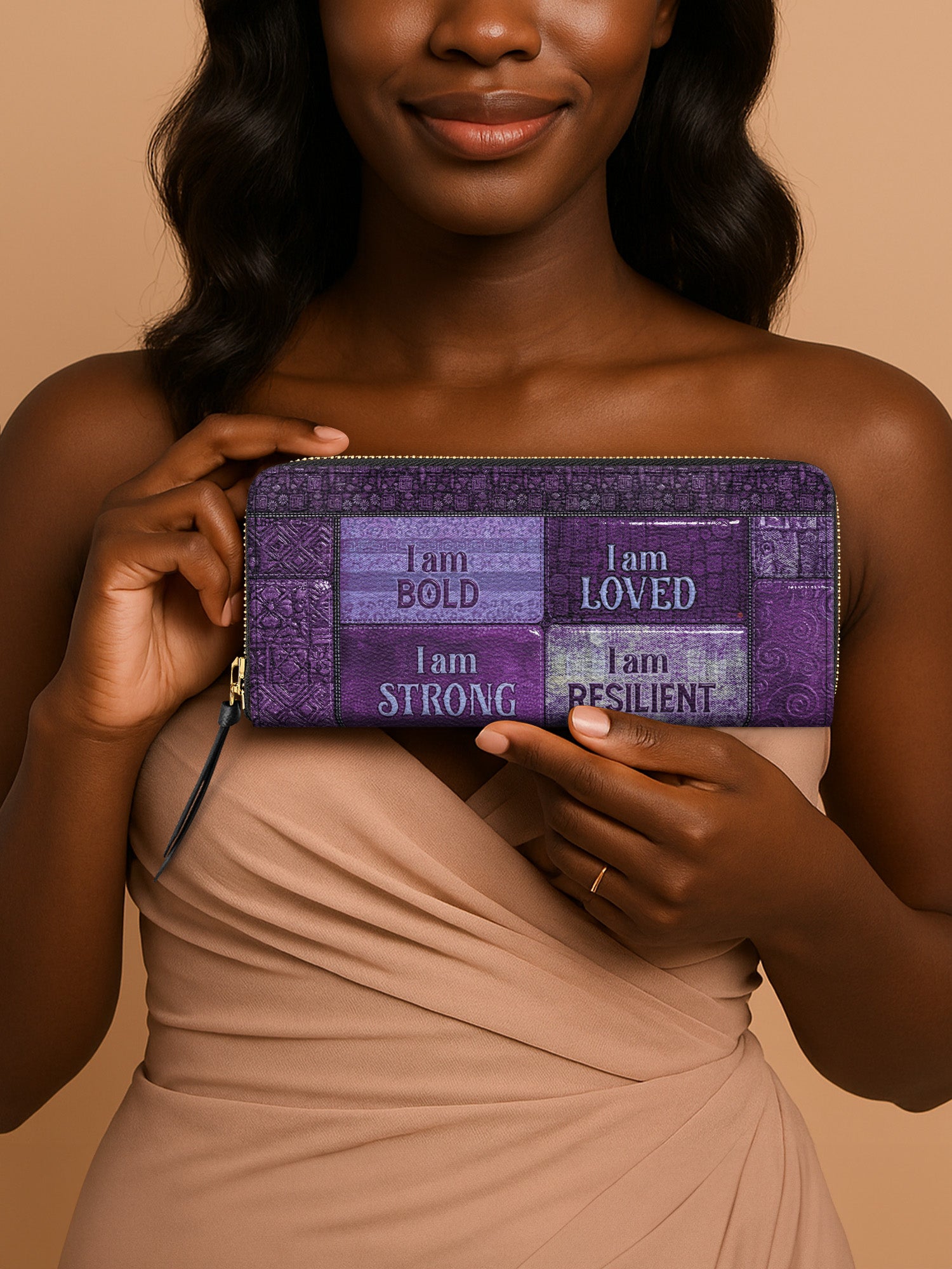 Purple Affirmations Slimline Zippy Wallet QR0XD1048