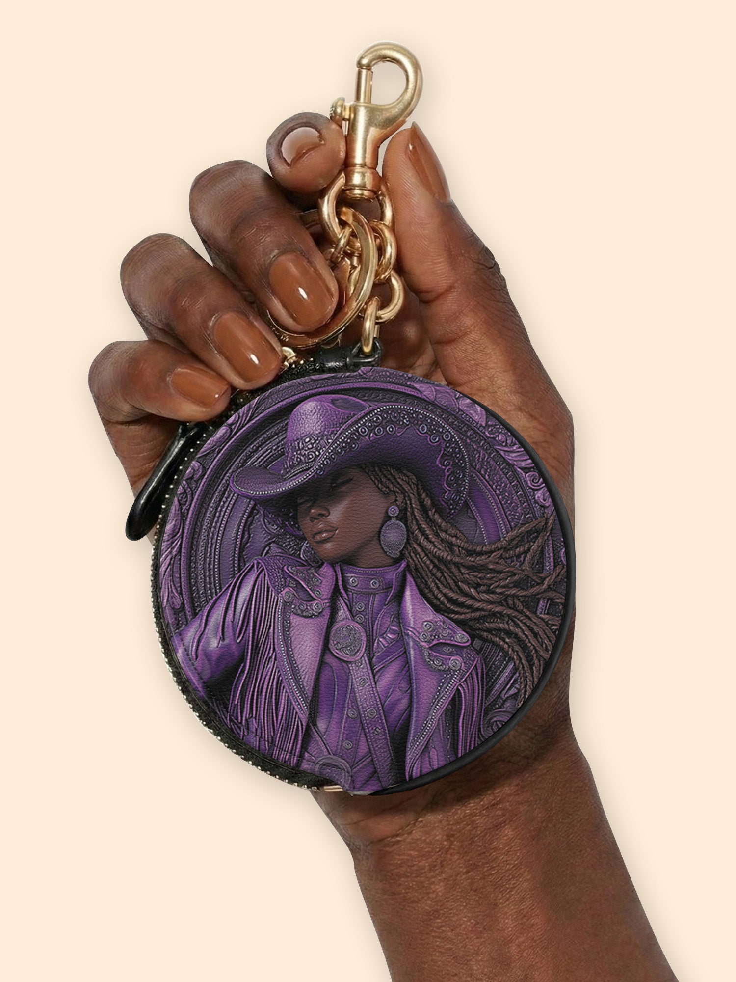 Bronze Horizon Circular Coin Pouch Bag Charm QR0TD458