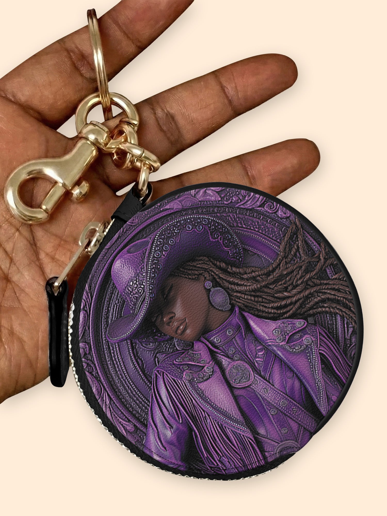 Bronze Horizon Circular Coin Pouch Bag Charm QR0TD458