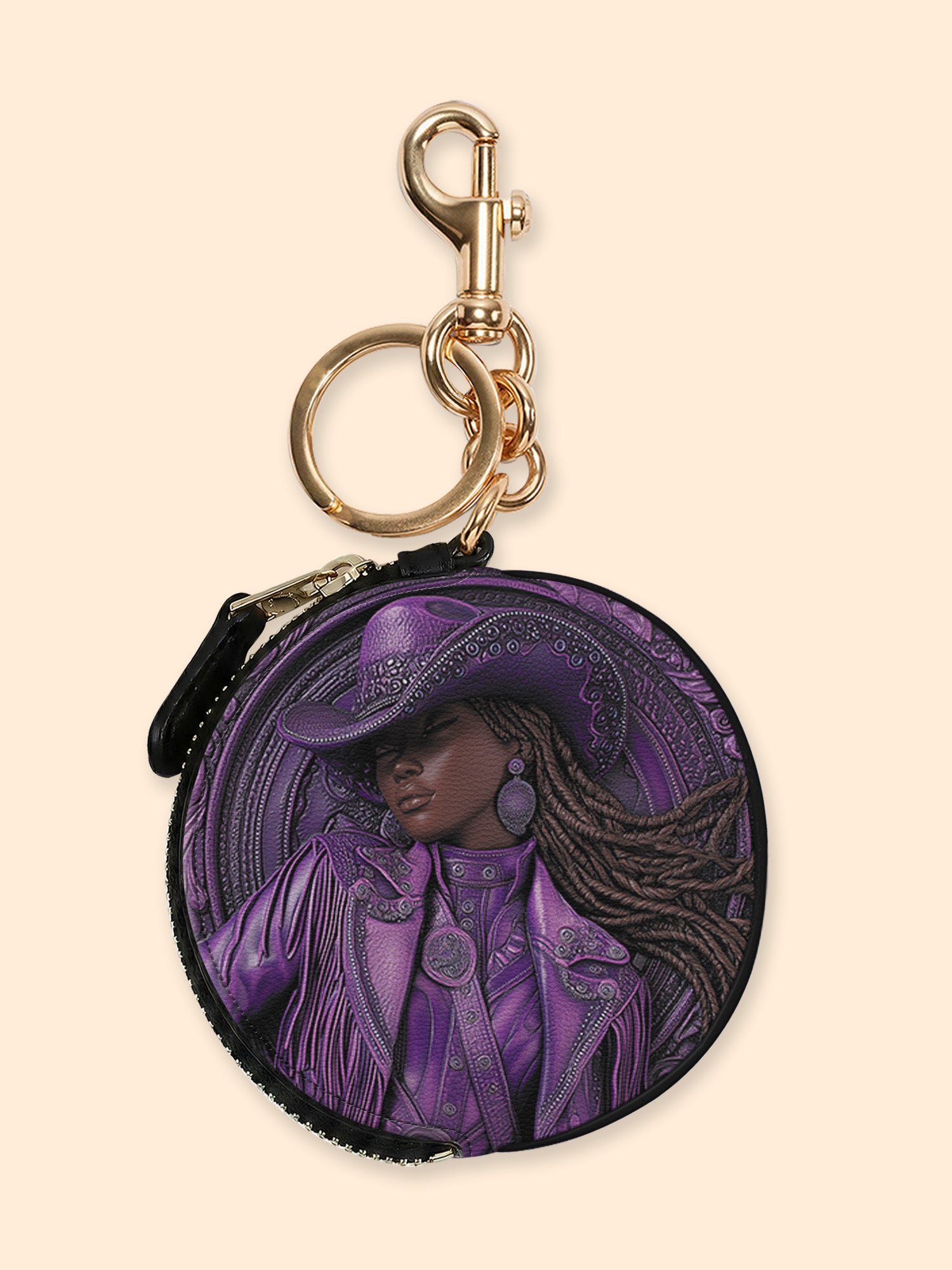 Bronze Horizon Circular Coin Pouch Bag Charm QR0TD458