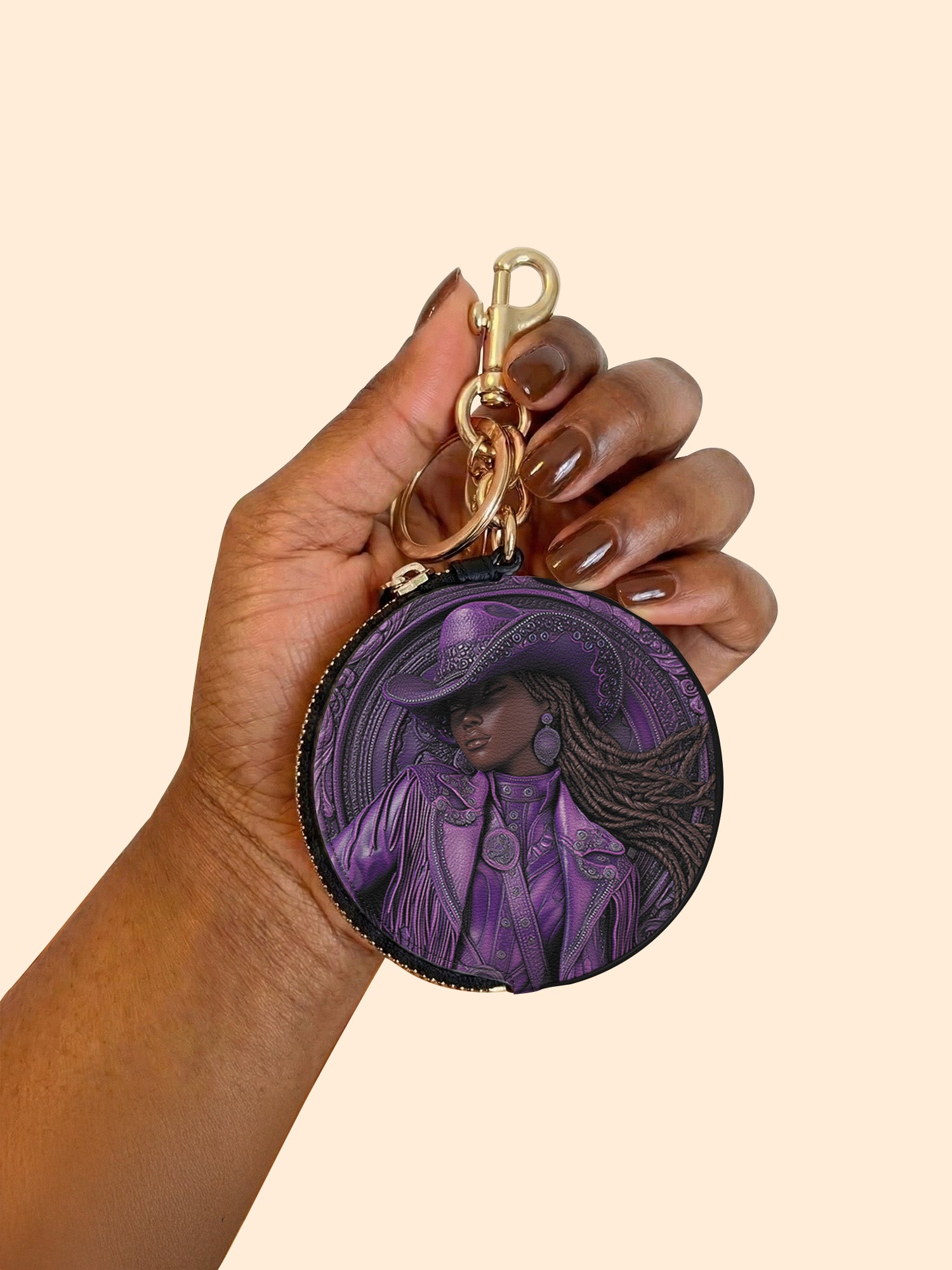 Bronze Horizon Circular Coin Pouch Bag Charm QR0TD458