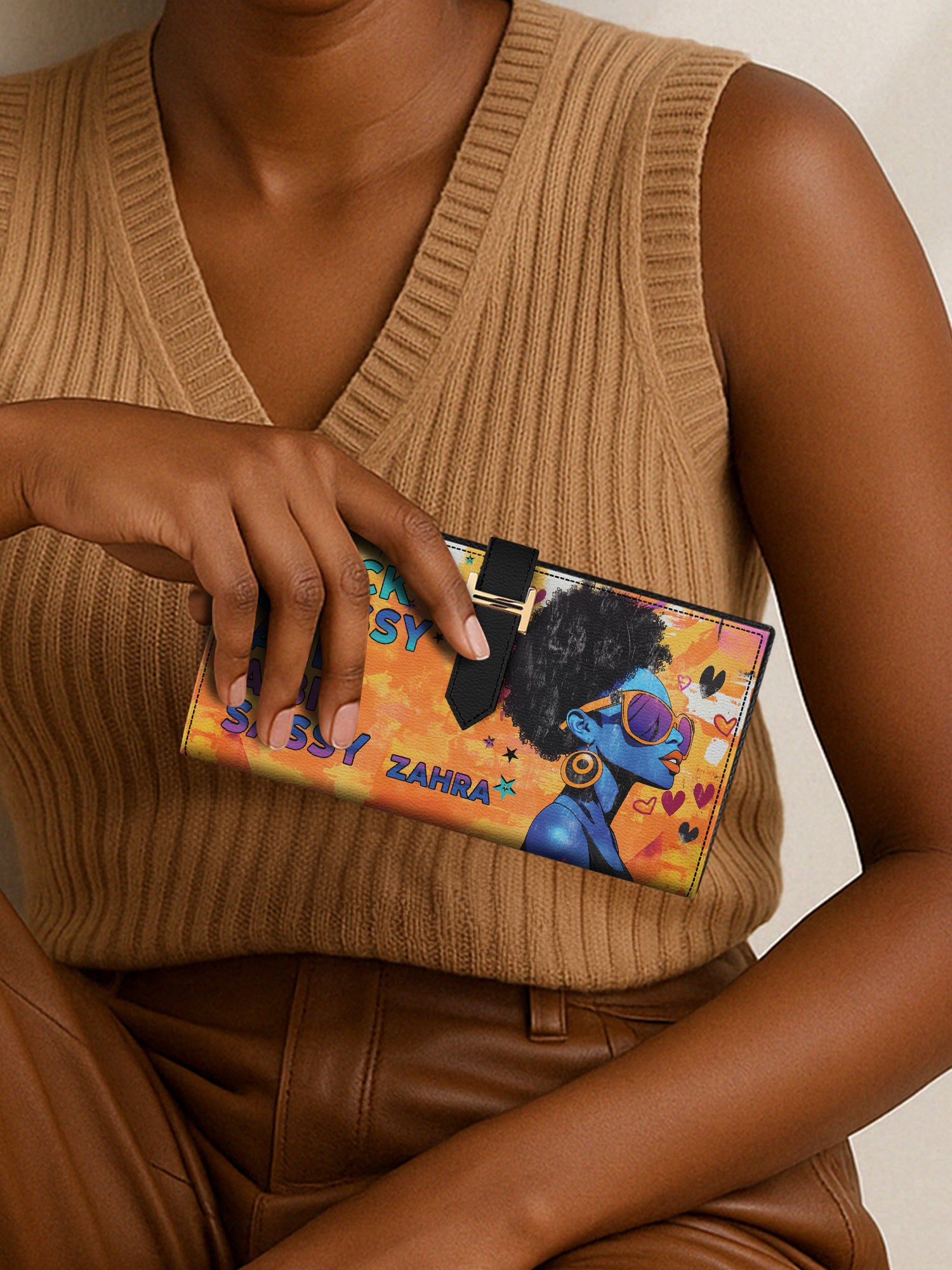 Black Classy Tab Closure Wallet