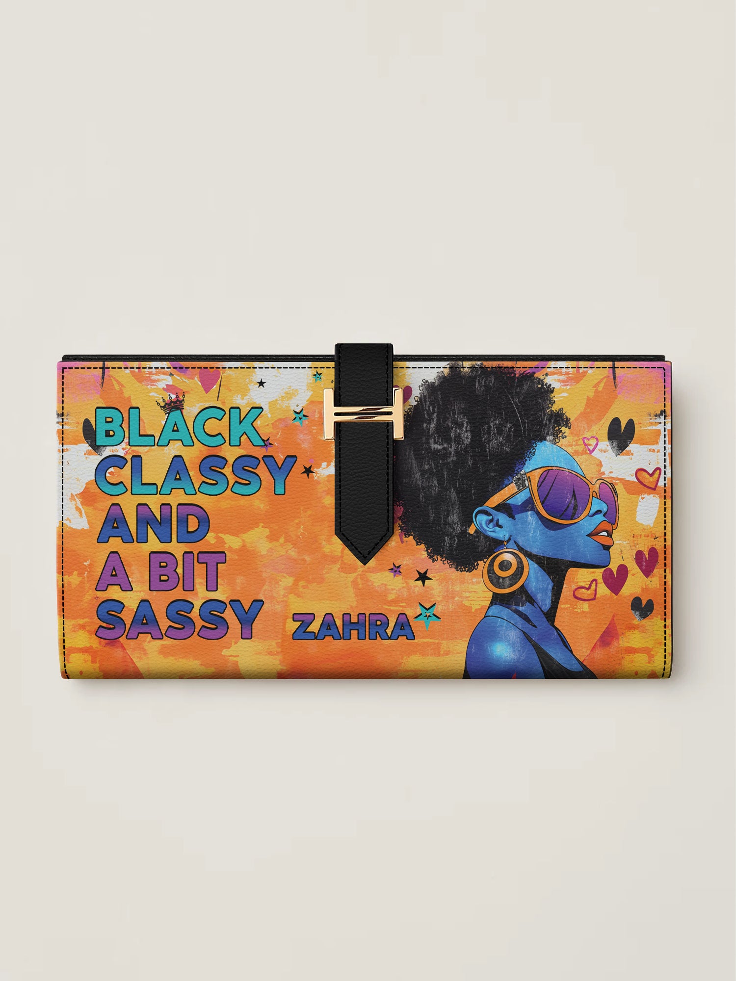 Black Classy Tab Closure Wallet