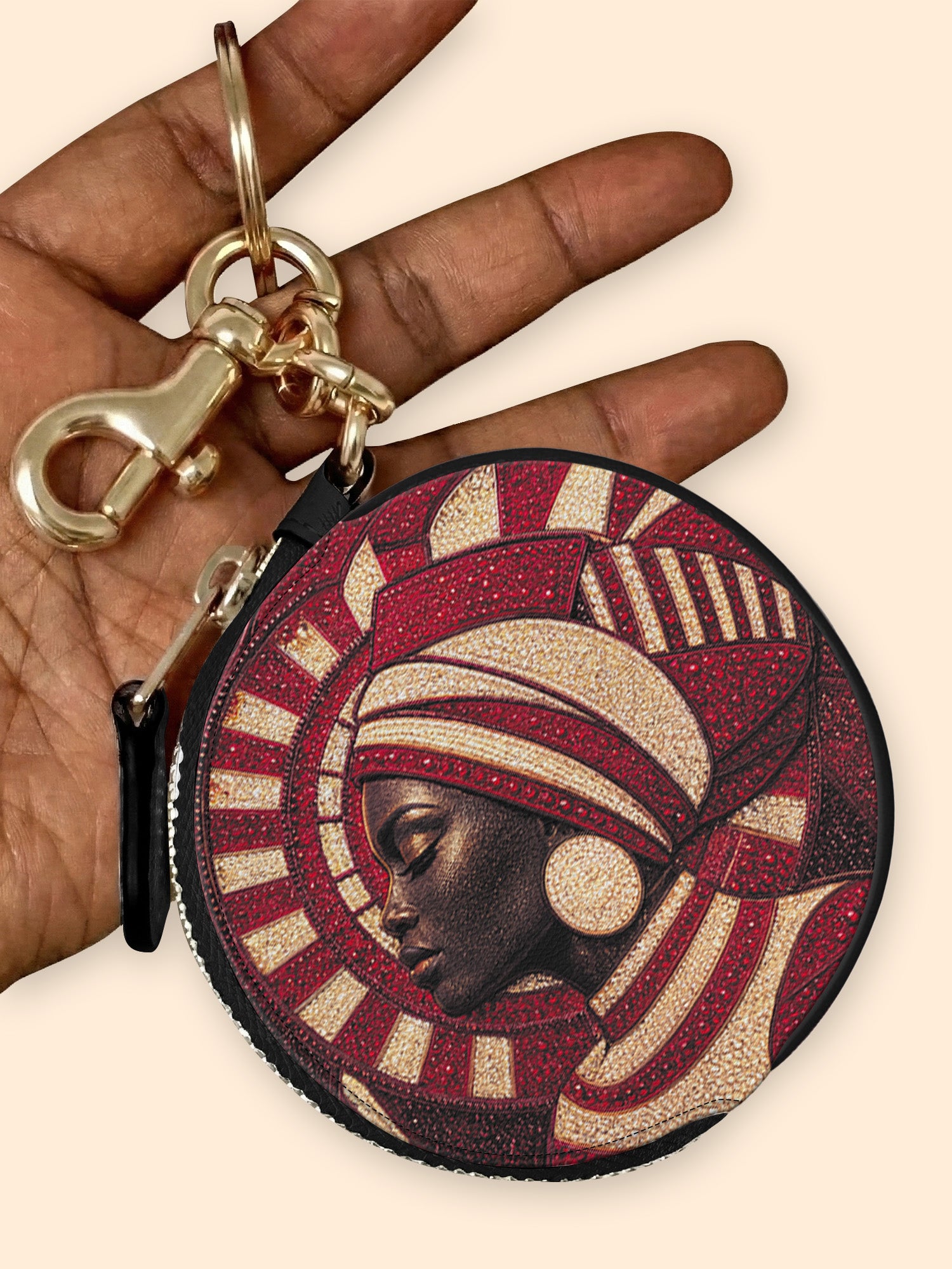 Torch Bearer Circular Coin Pouch Bag Charm QR0XD400