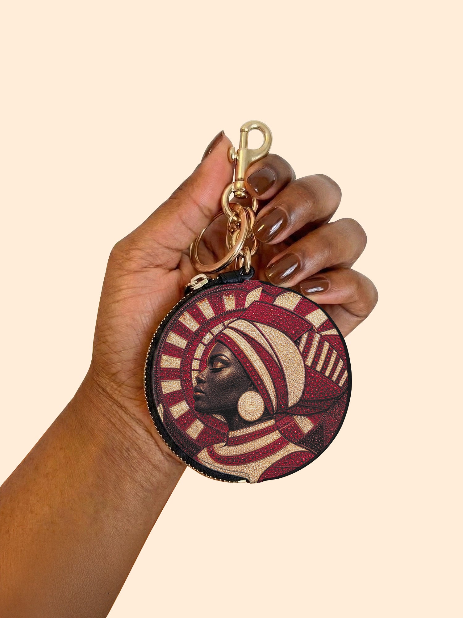Torch Bearer Circular Coin Pouch Bag Charm QR0XD400
