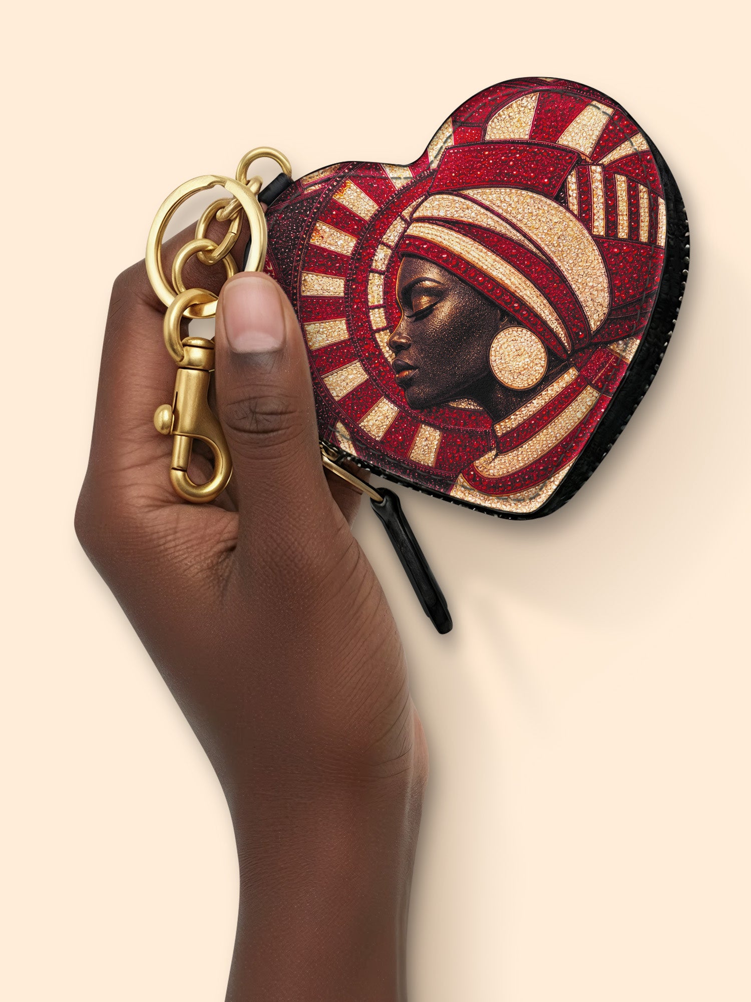 Torch Bearer Heart Coin Pouch Bag Charm QR0XD400