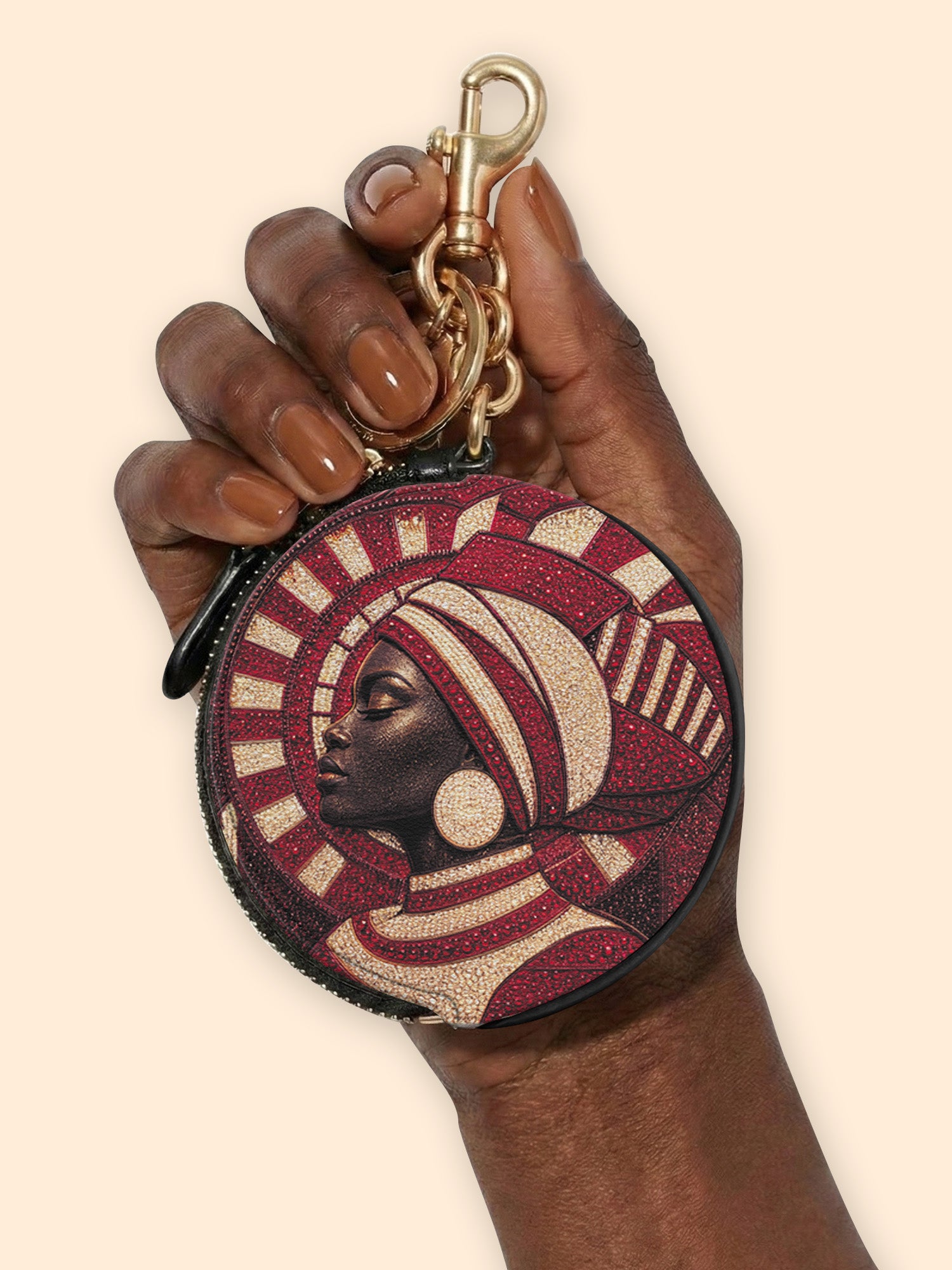 Torch Bearer Circular Coin Pouch Bag Charm QR0XD400