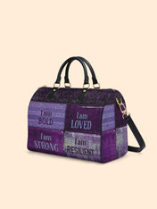 Purple Affirmations Leather Boston Bag QR0XD1048