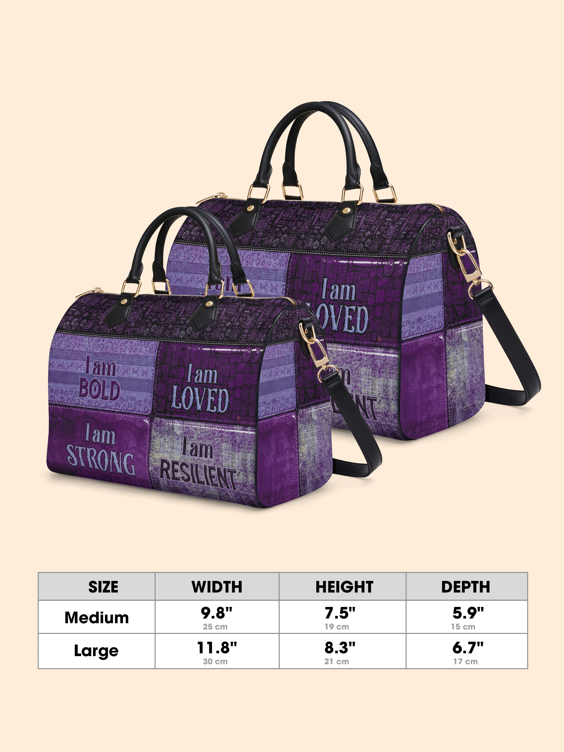 Purple Affirmations Leather Boston Bag QR0XD1048