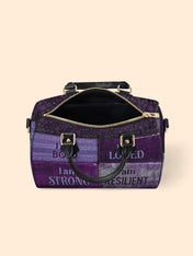 Purple Affirmations Leather Boston Bag QR0XD1048