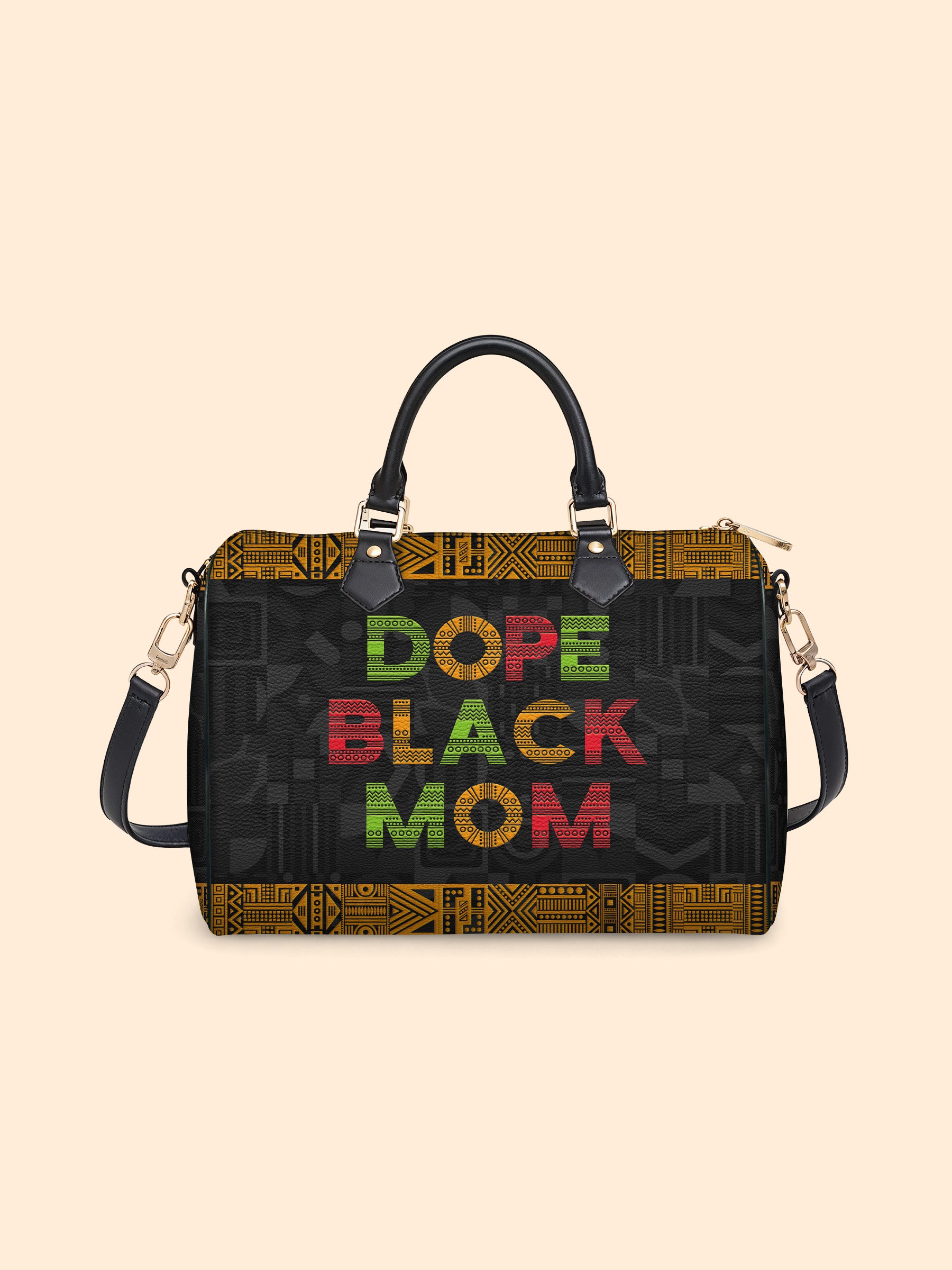 DOPE BLACK MOM Juneteenth Leather Boston Bag QR0XD1033