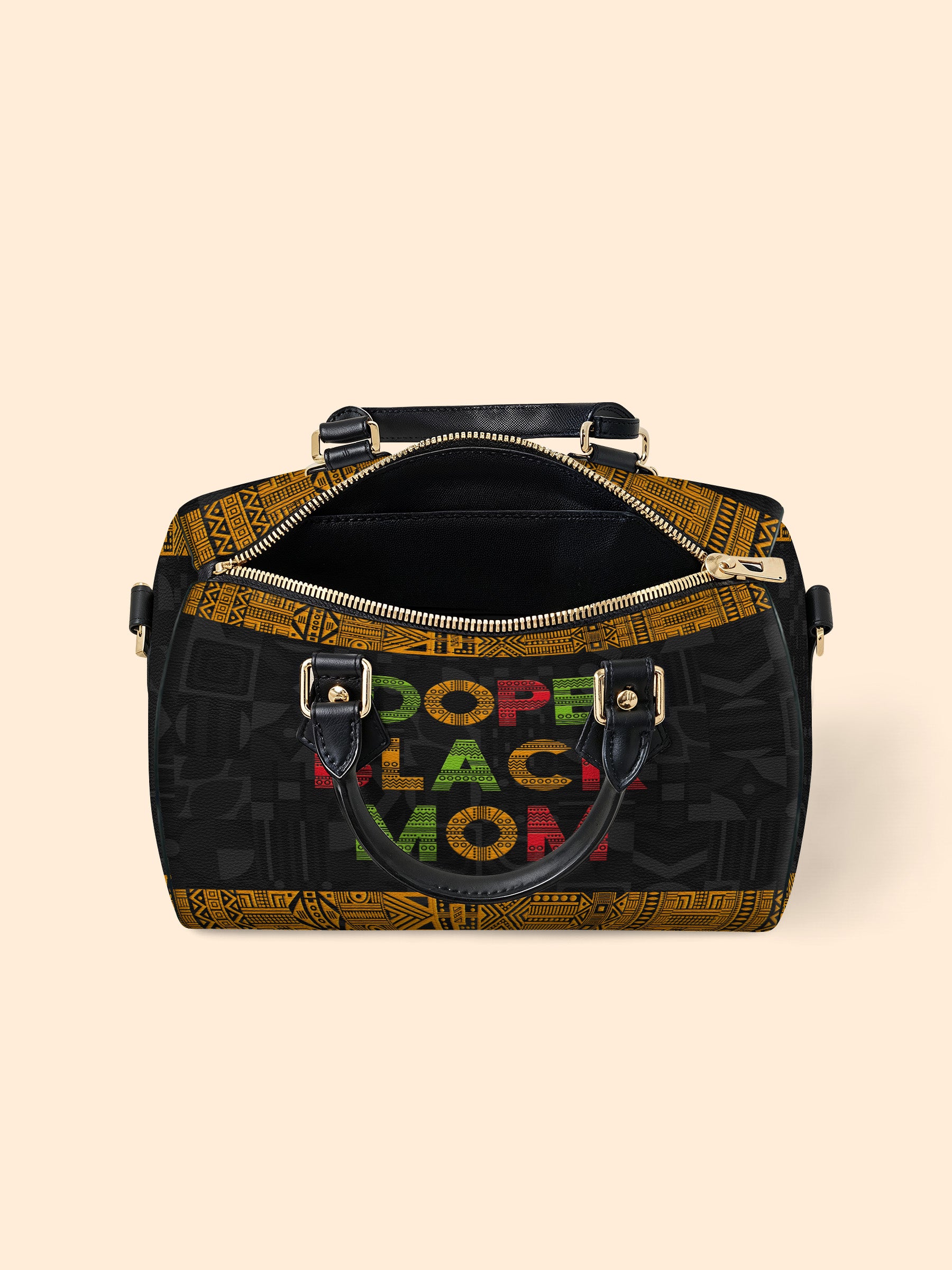 DOPE BLACK MOM Juneteenth Leather Boston Bag QR0XD1033
