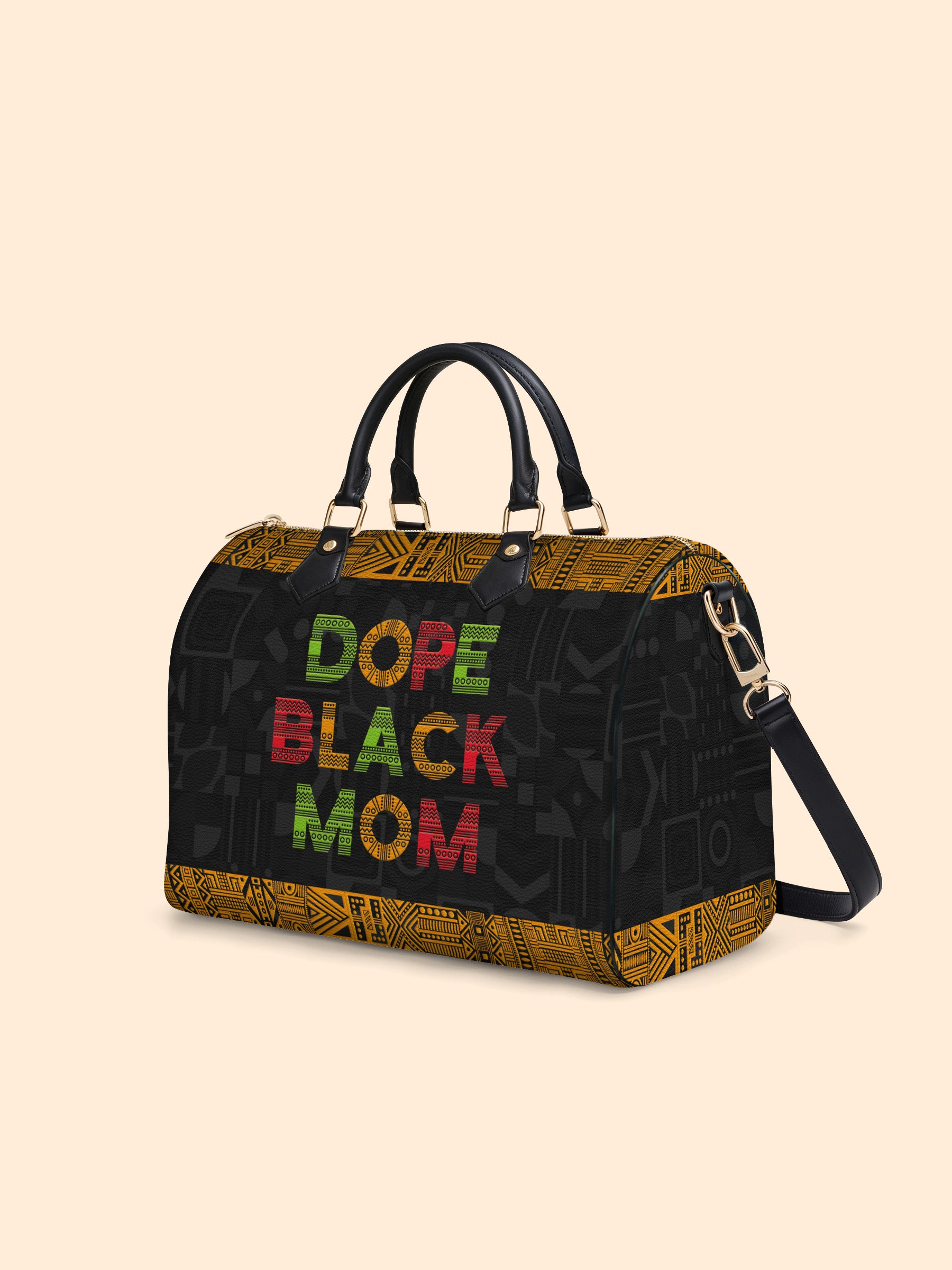 DOPE BLACK MOM Juneteenth Leather Boston Bag QR0XD1033