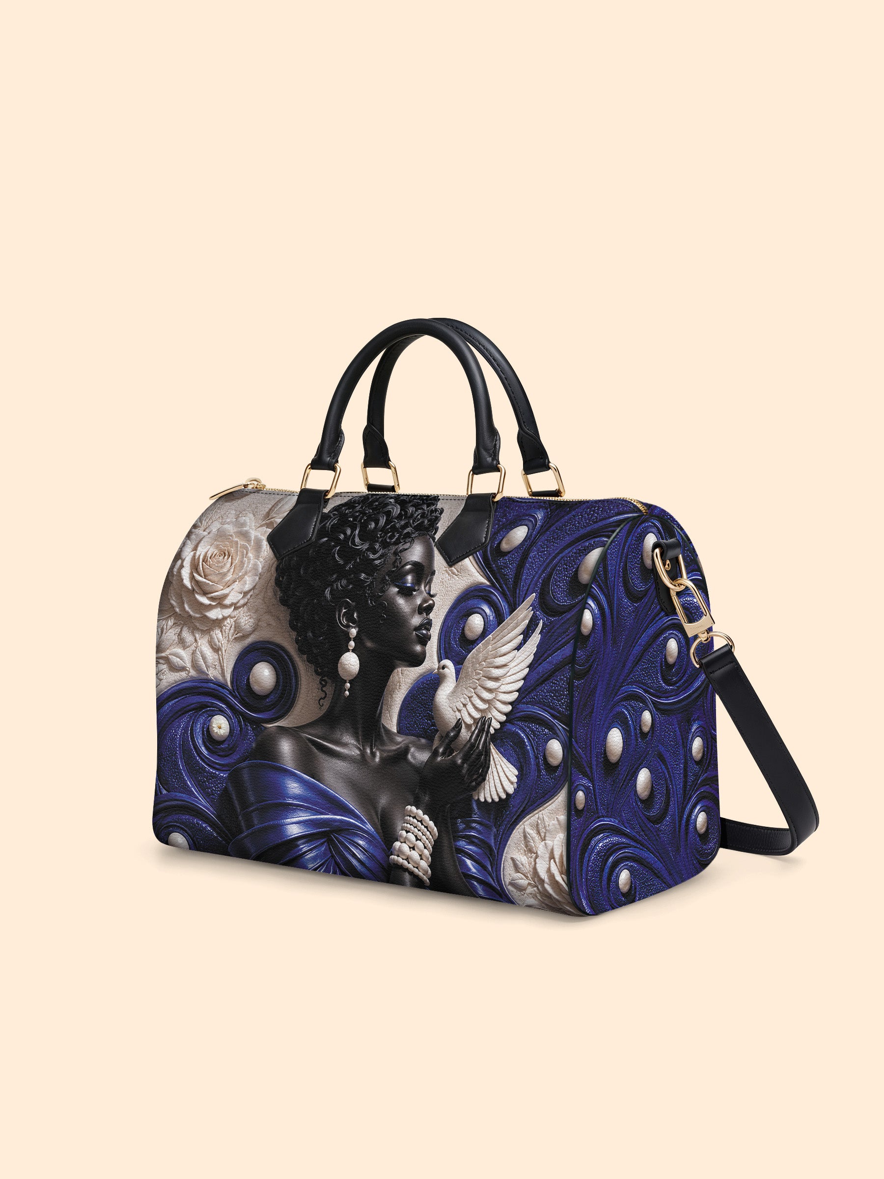 Royal Serene Leather Boston Bag QR0HH213