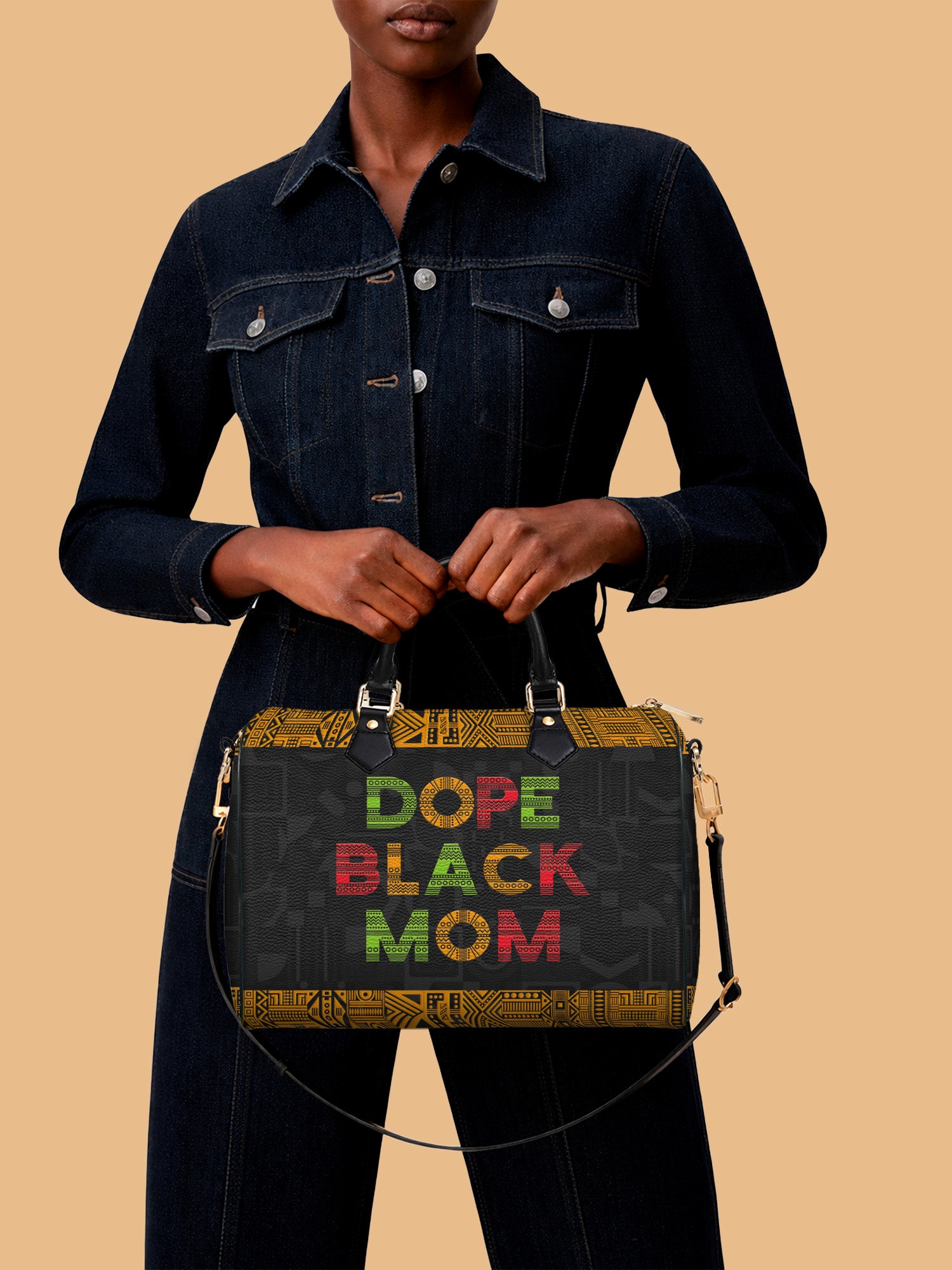 DOPE BLACK MOM Juneteenth Leather Boston Bag QR0XD1033