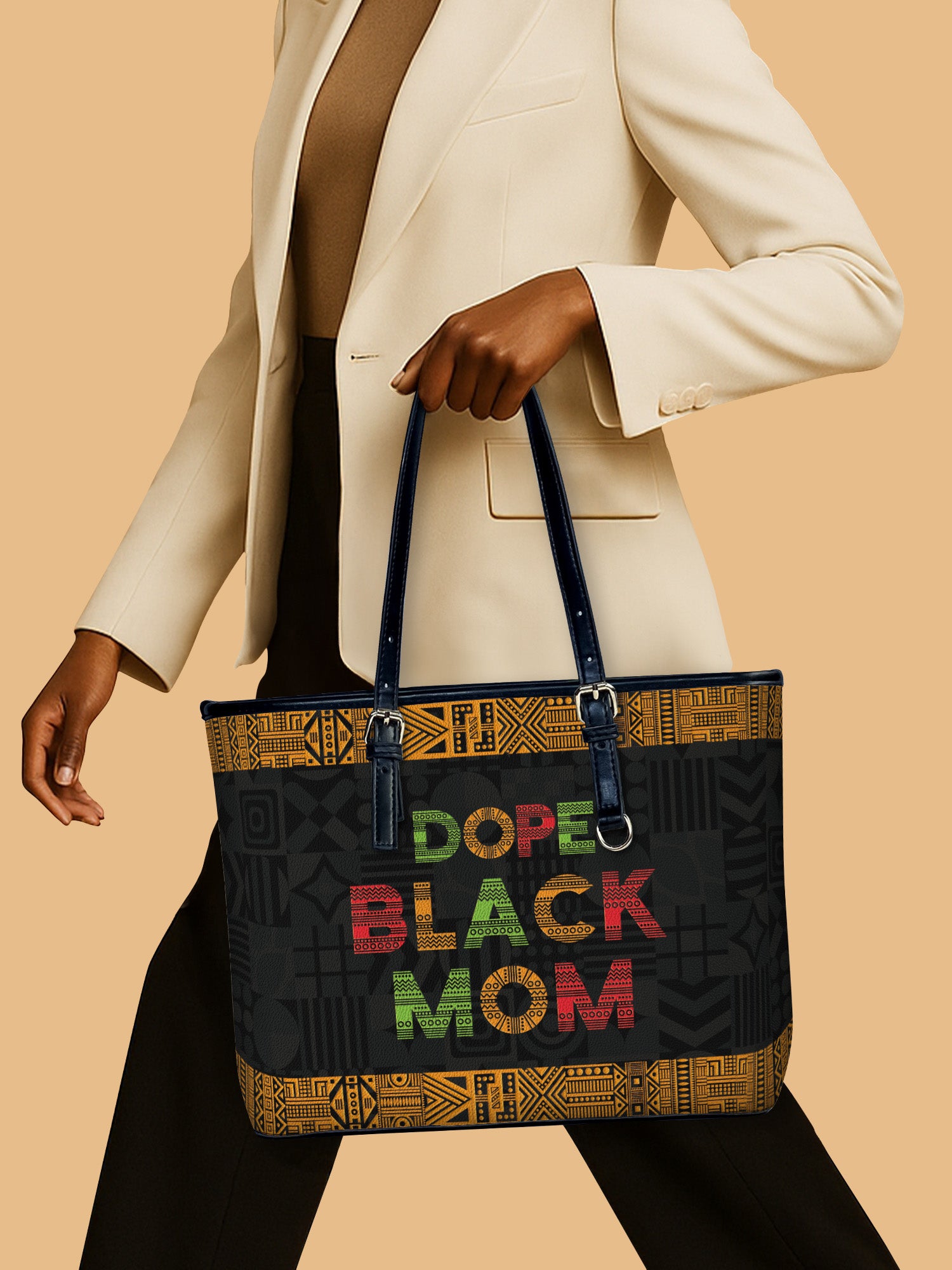 DOPE BLACK MOM Juneteenth Leather Bucket Bag QR0XD1033