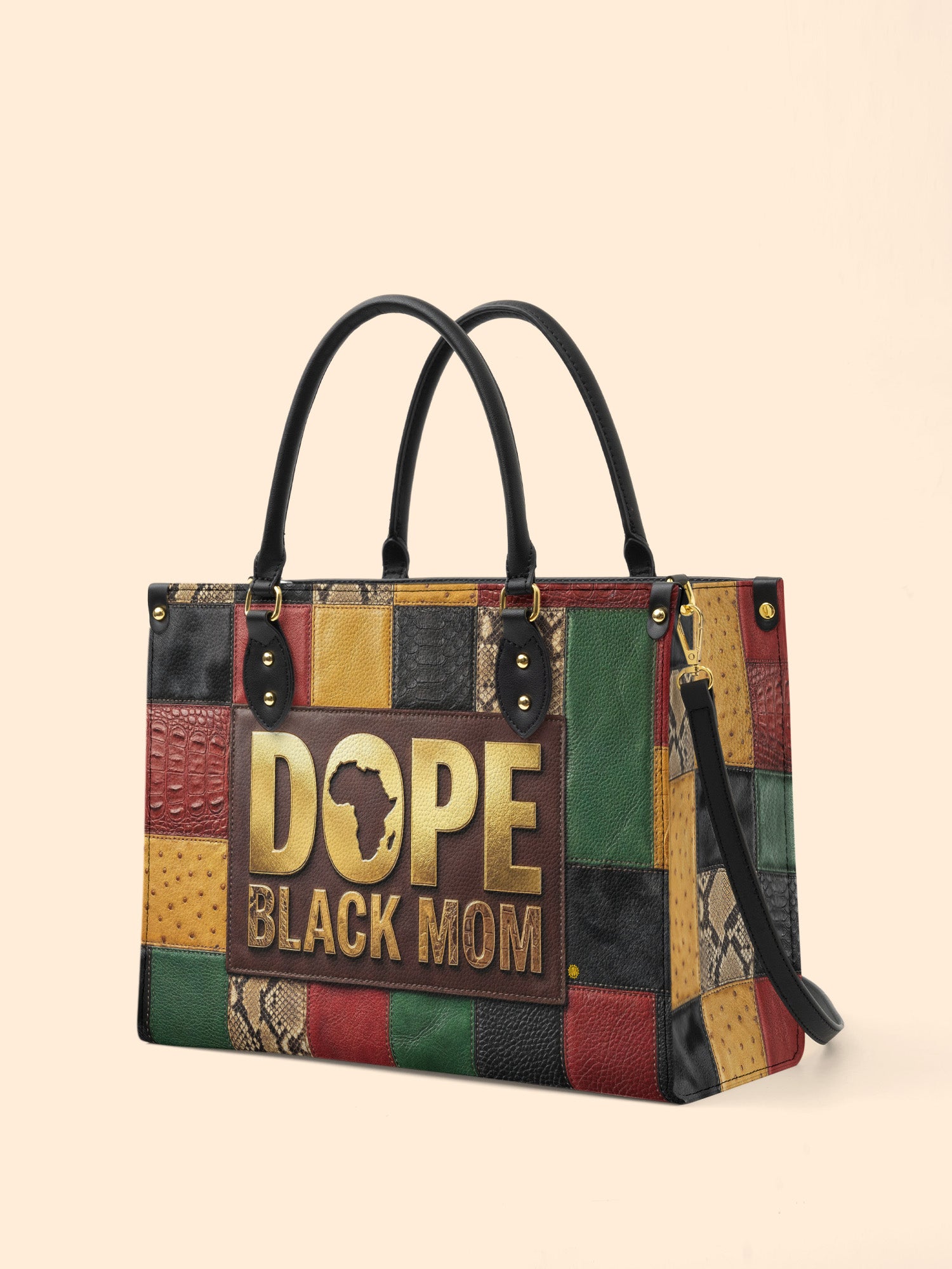 Dope Black Mom Heritage Premium Leather Handbag QR0TV271