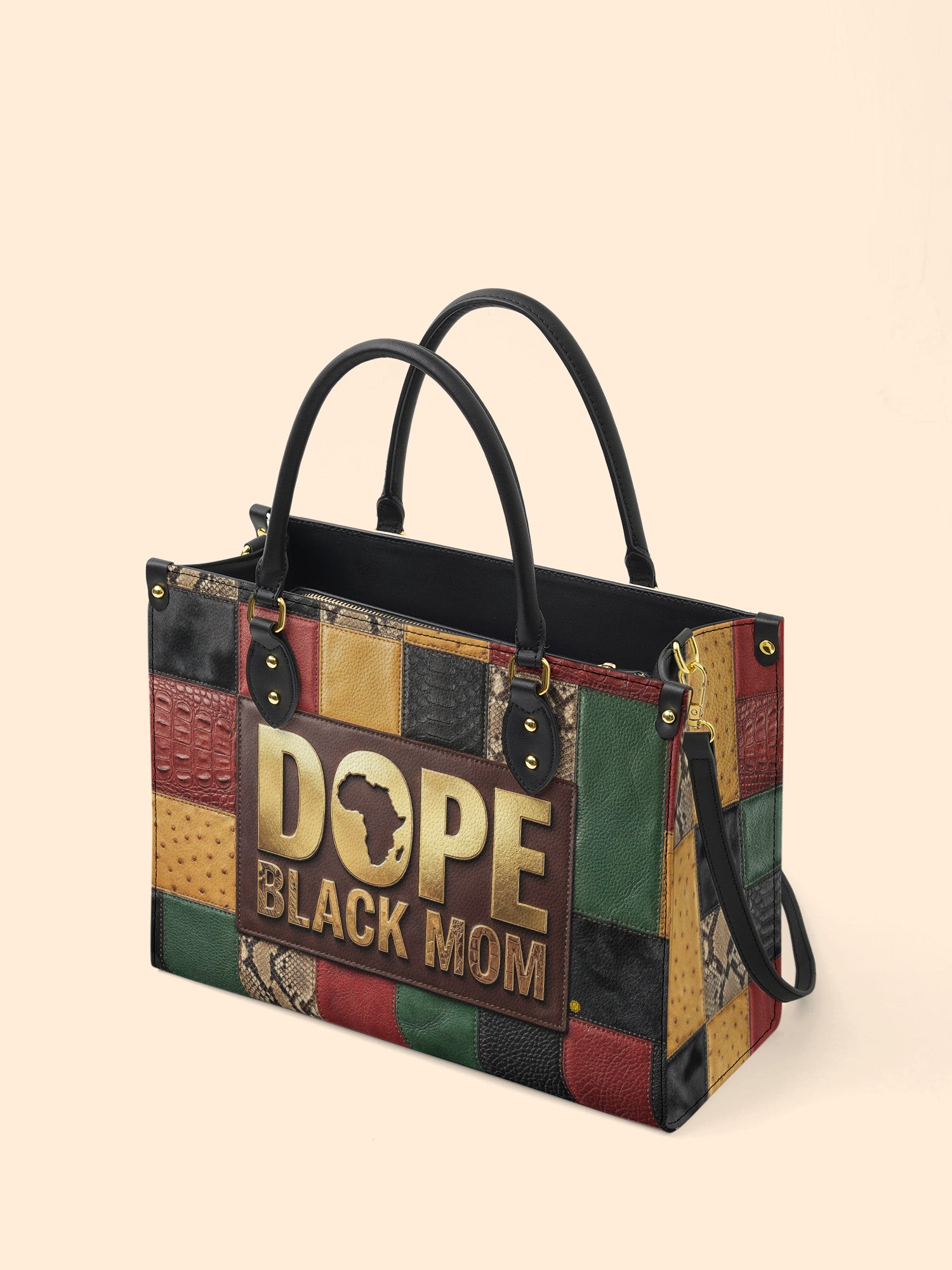 Dope Black Mom Heritage Premium Leather Handbag QR0TV271