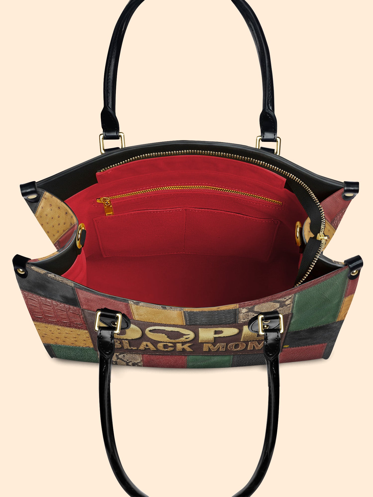Dope Black Mom Heritage Premium Leather Handbag QR0TV271