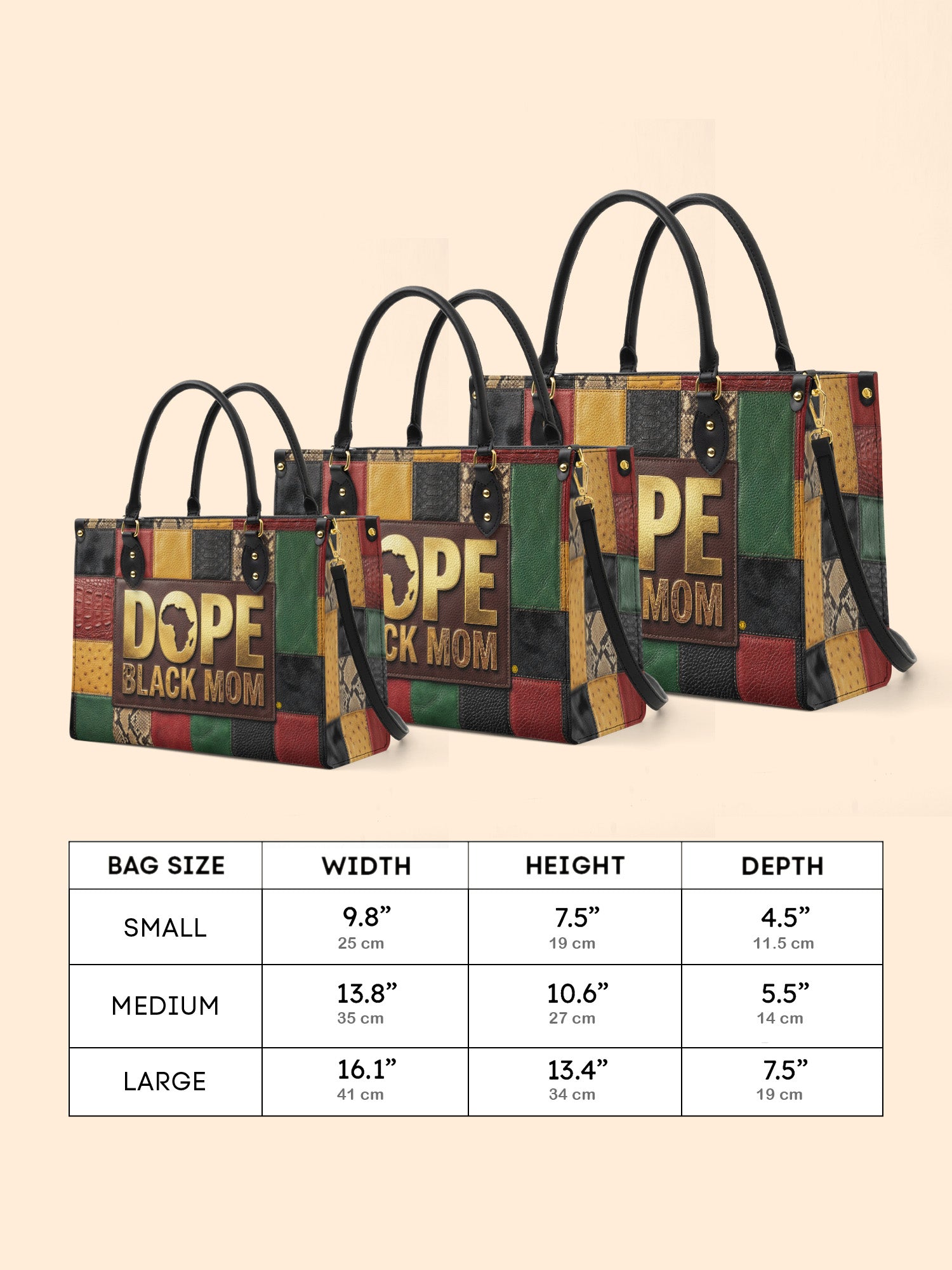 Dope Black Mom Heritage Premium Leather Handbag QR0TV271