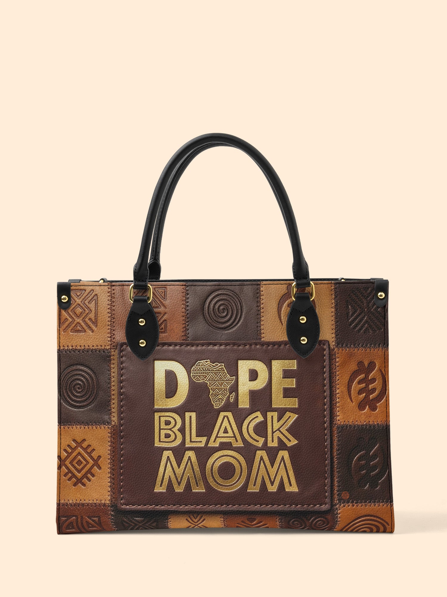 Dope Black Mom Power Premium Leather Handbag QR0TV270