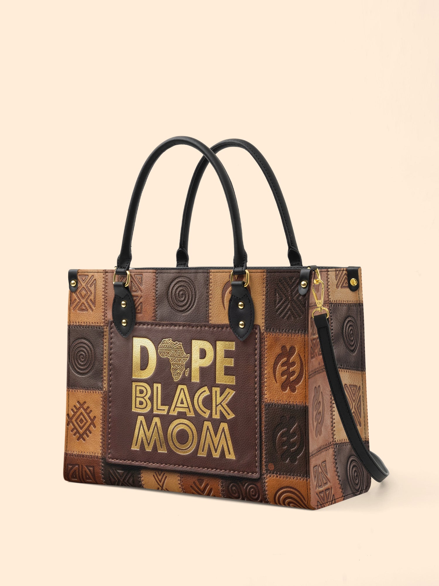 Dope Black Mom Power Premium Leather Handbag QR0TV270