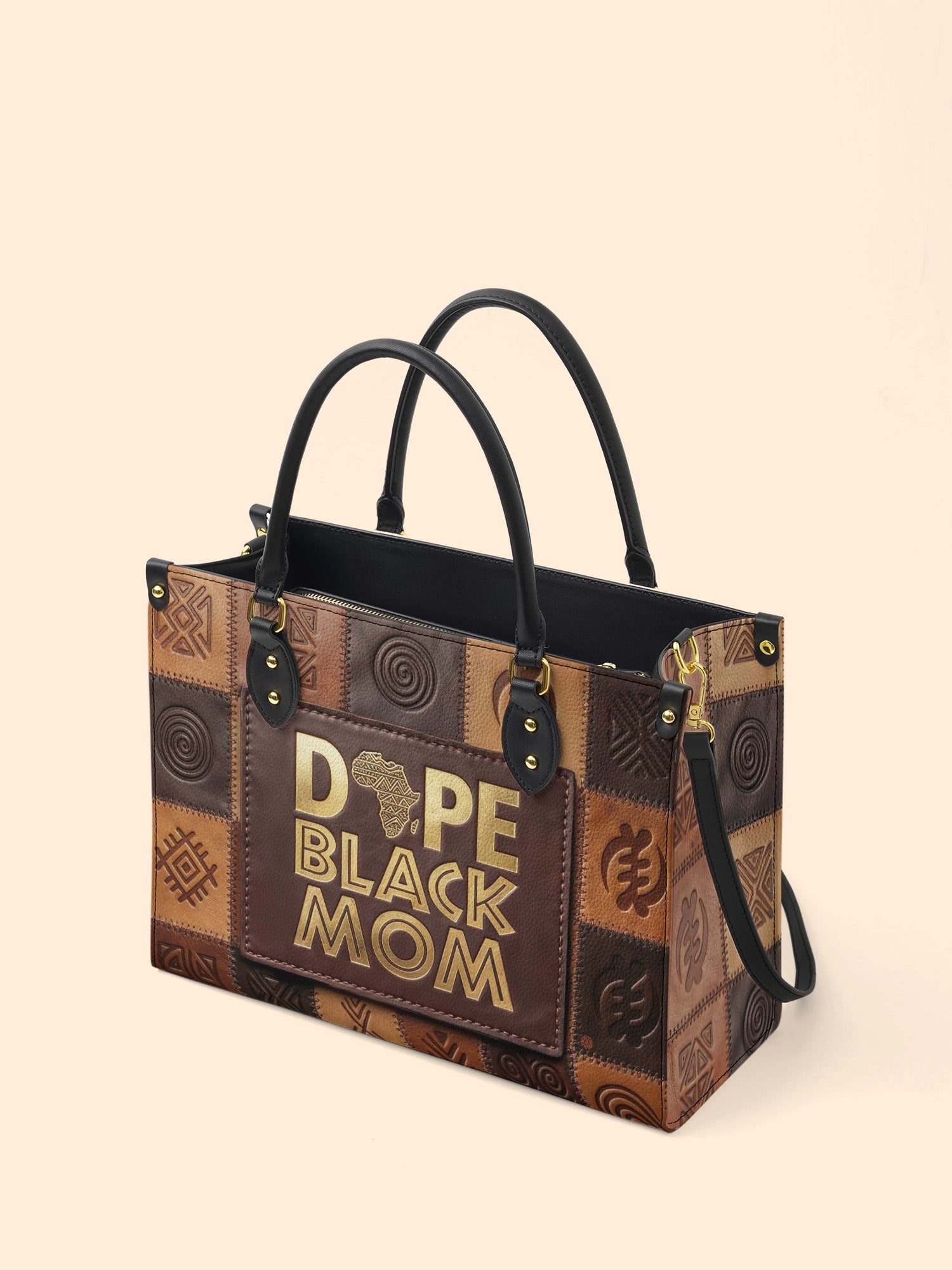 Dope Black Mom Power Premium Leather Handbag QR0TV270