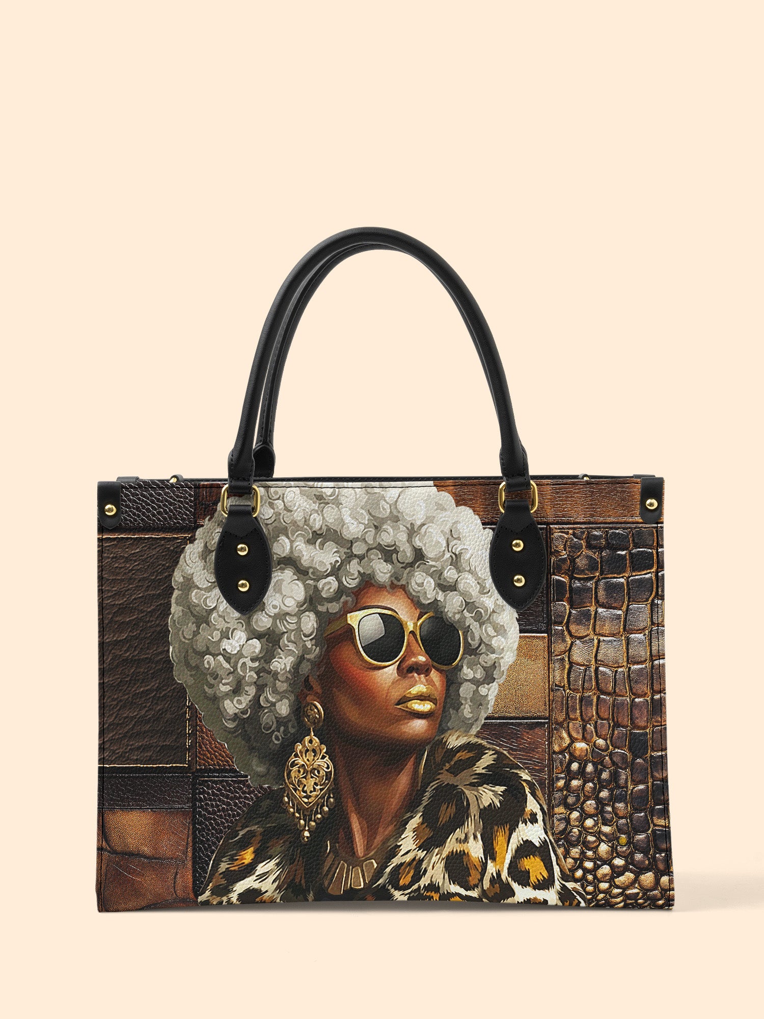 Bronze Leopard Premium Leather Handbag QR0TV260