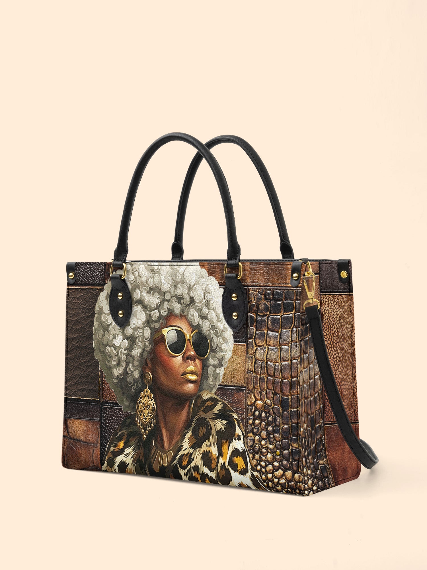 Bronze Leopard Premium Leather Handbag QR0TV260